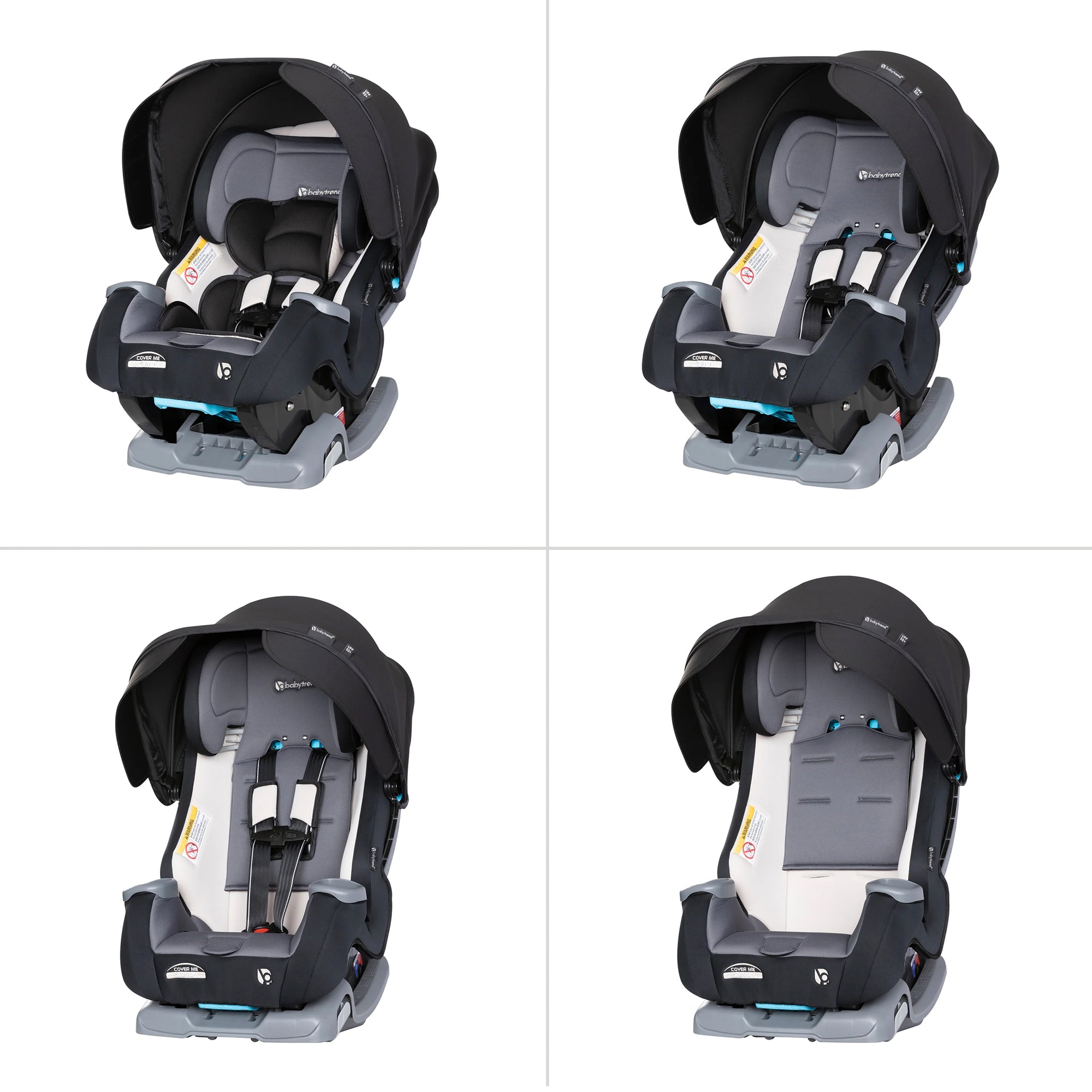 Baby Trend Cover Me 4 in 1 Convertible Car Seat with Adjustable Canopy, Black - Smart-nests