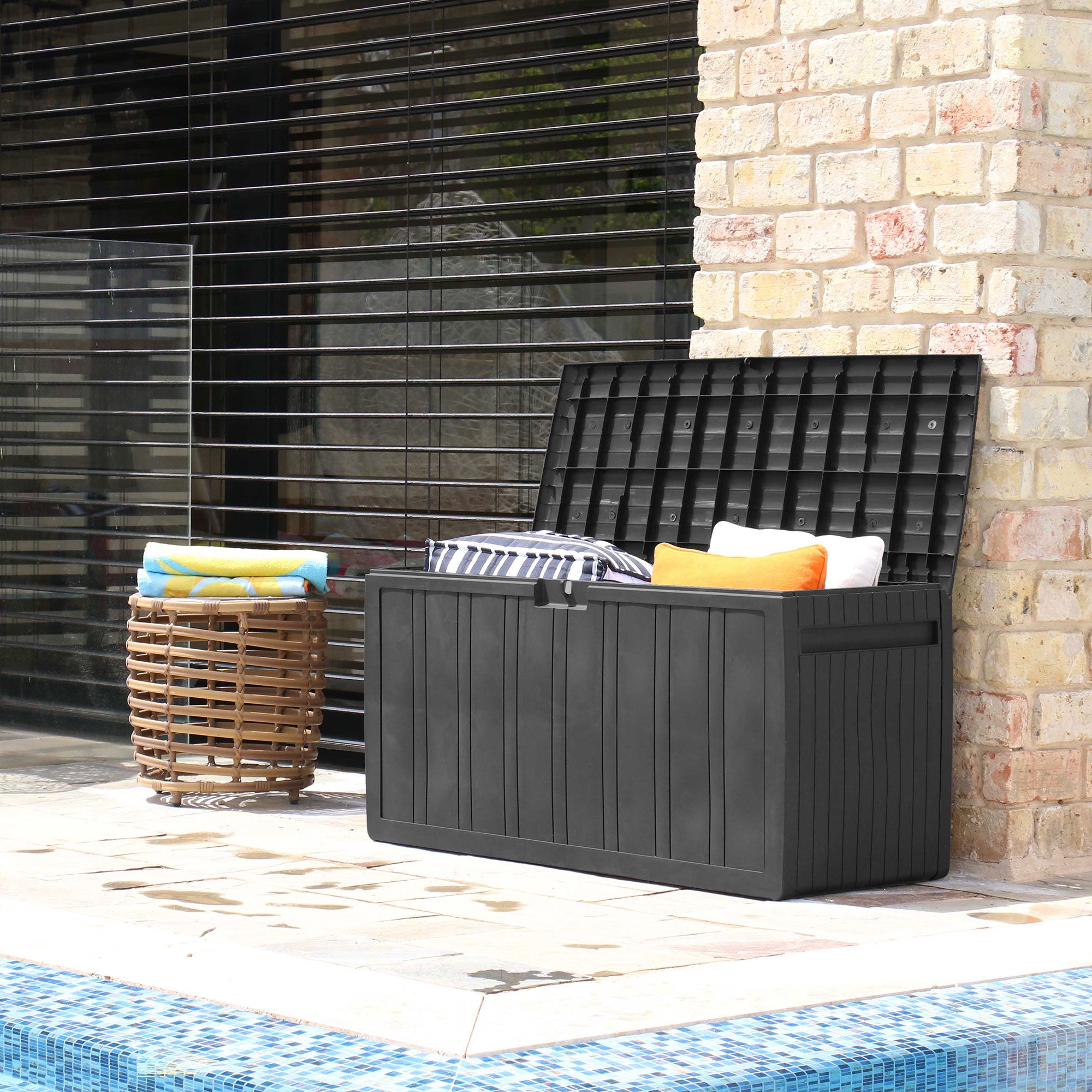 Ram Quality Products Outdoor Backyard Patio Storage Deck Box, 71 Gallon, Gray - Smart-nests