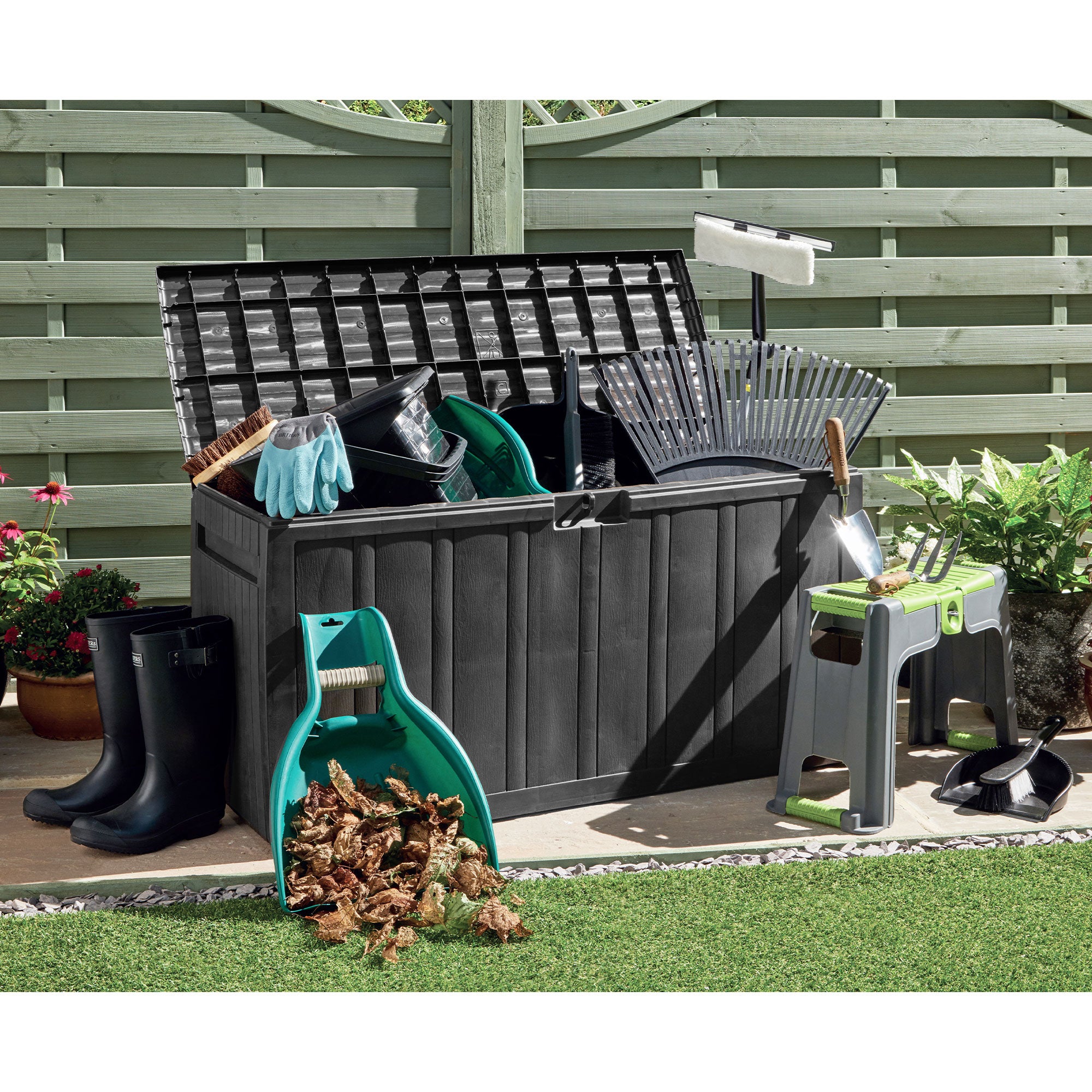 Ram Quality Products Outdoor Backyard Patio Storage Deck Box, 71 Gallon, Gray - Smart-nests