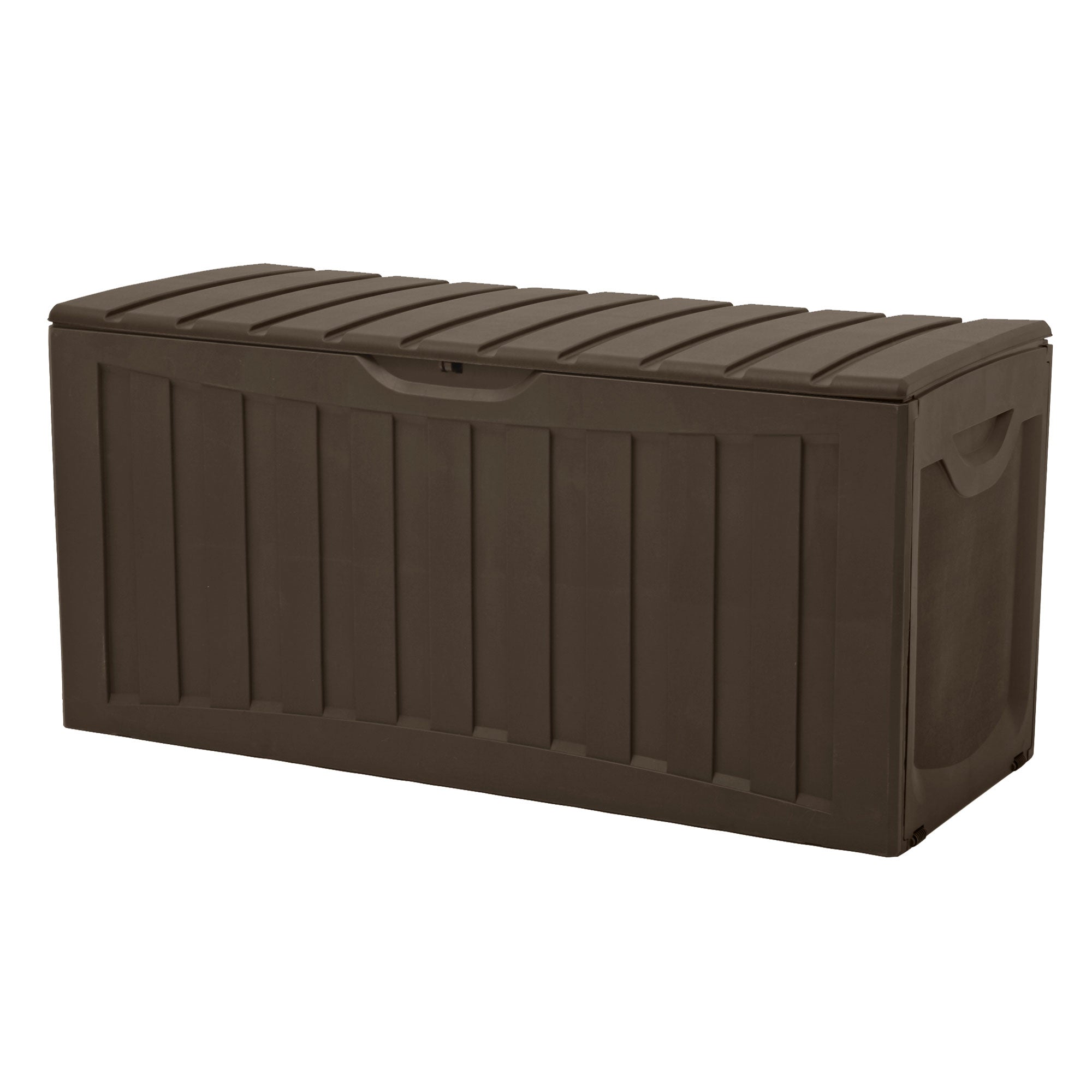 Ram Quality Products Plastic 90 Gal Outdoor Locking Storage Bin Deck Box, Brown - Smart-nests