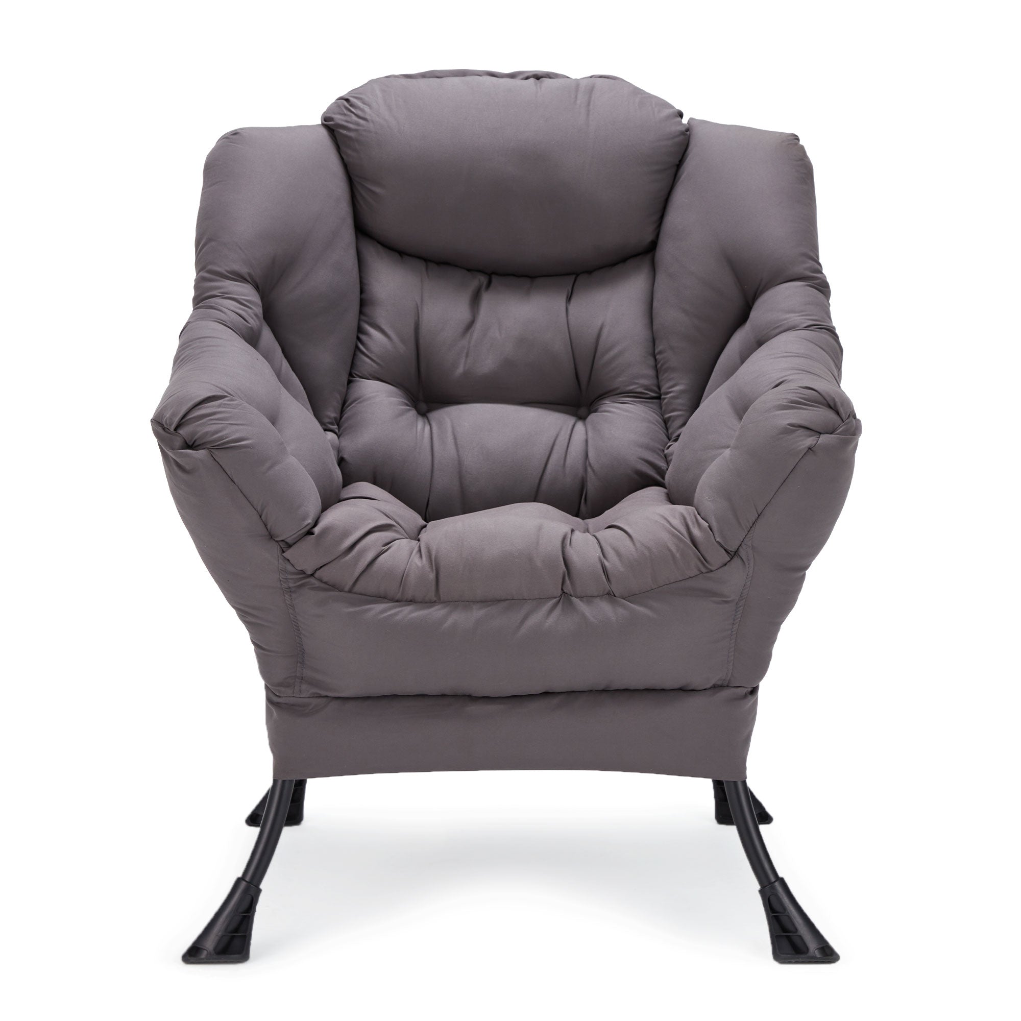 JOMEED Modern Plush Fabric Lazy Accent Chair with Armrests and Side Pocket, Grey - Smart-nests