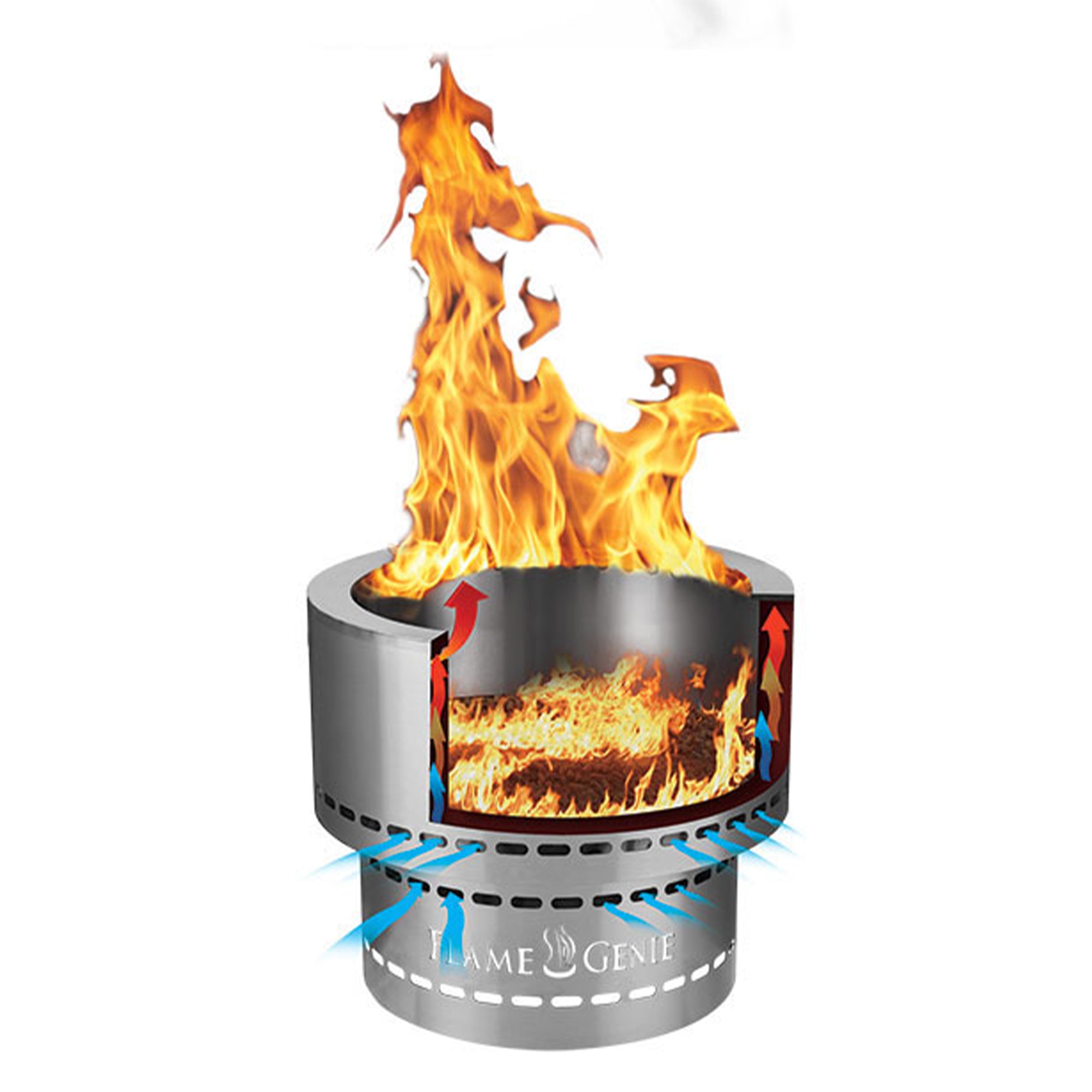 Flame Genie FG-16-SS 13.5 Inch Smoke Free Outdoor Fire Pit with Ash Pan, Steel - Smart-nests