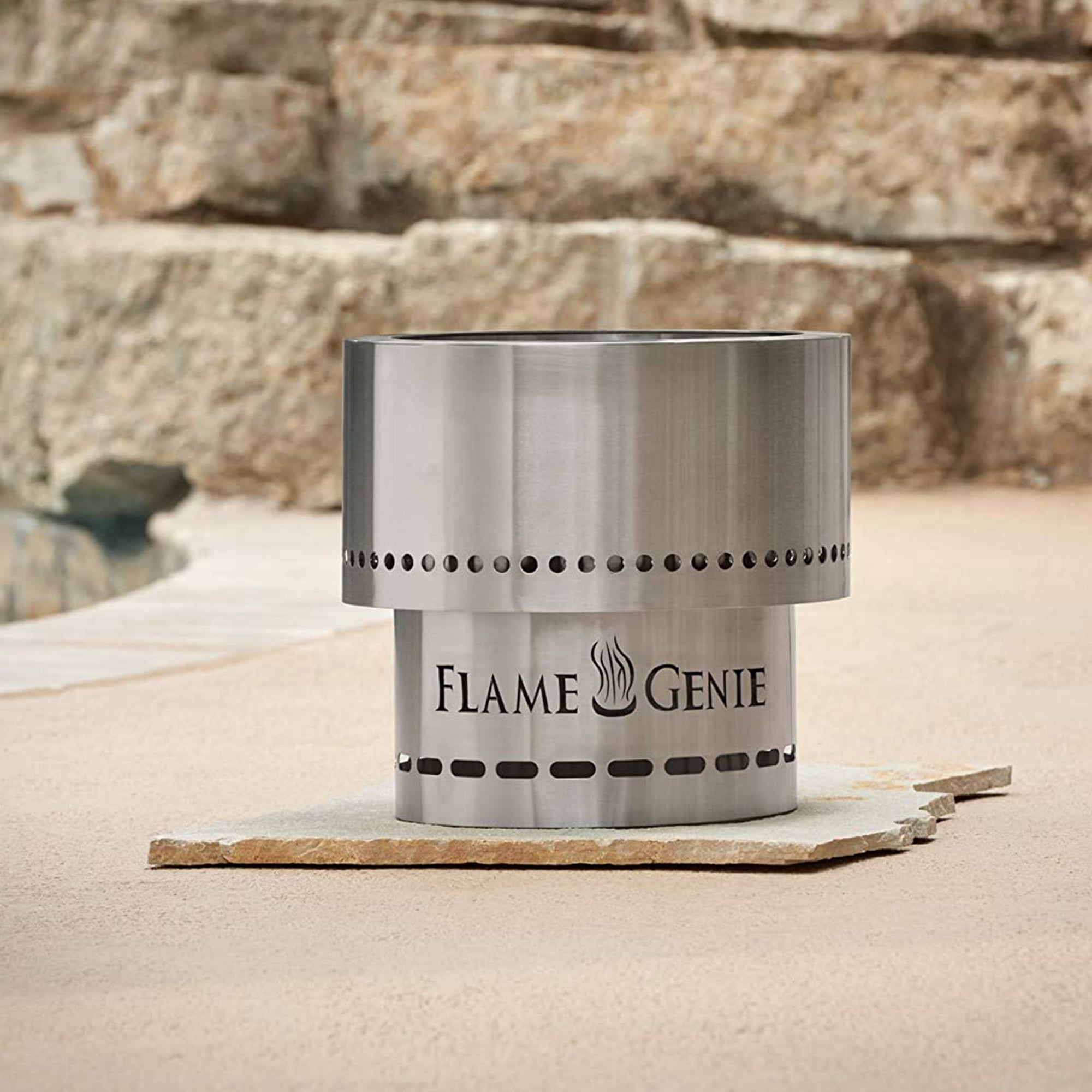 Flame Genie FG-16-SS 13.5 Inch Smoke Free Outdoor Fire Pit with Ash Pan, Steel - Smart-nests