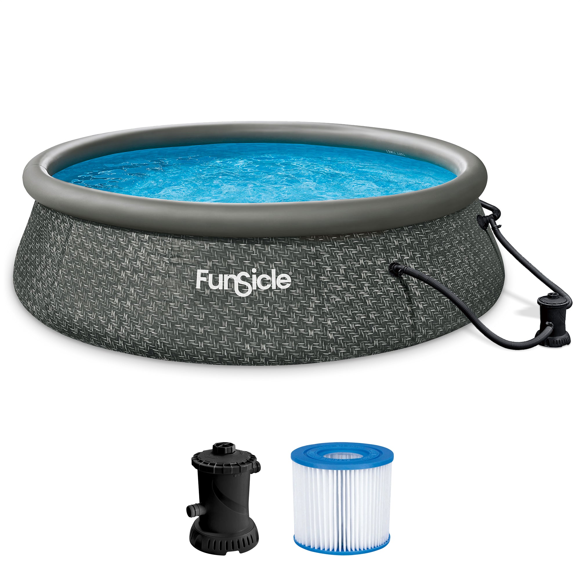 Funsicle 12' x 36" QuickSet Ring Top Above Ground Swimming Pool, Herringbone - Smart-nests