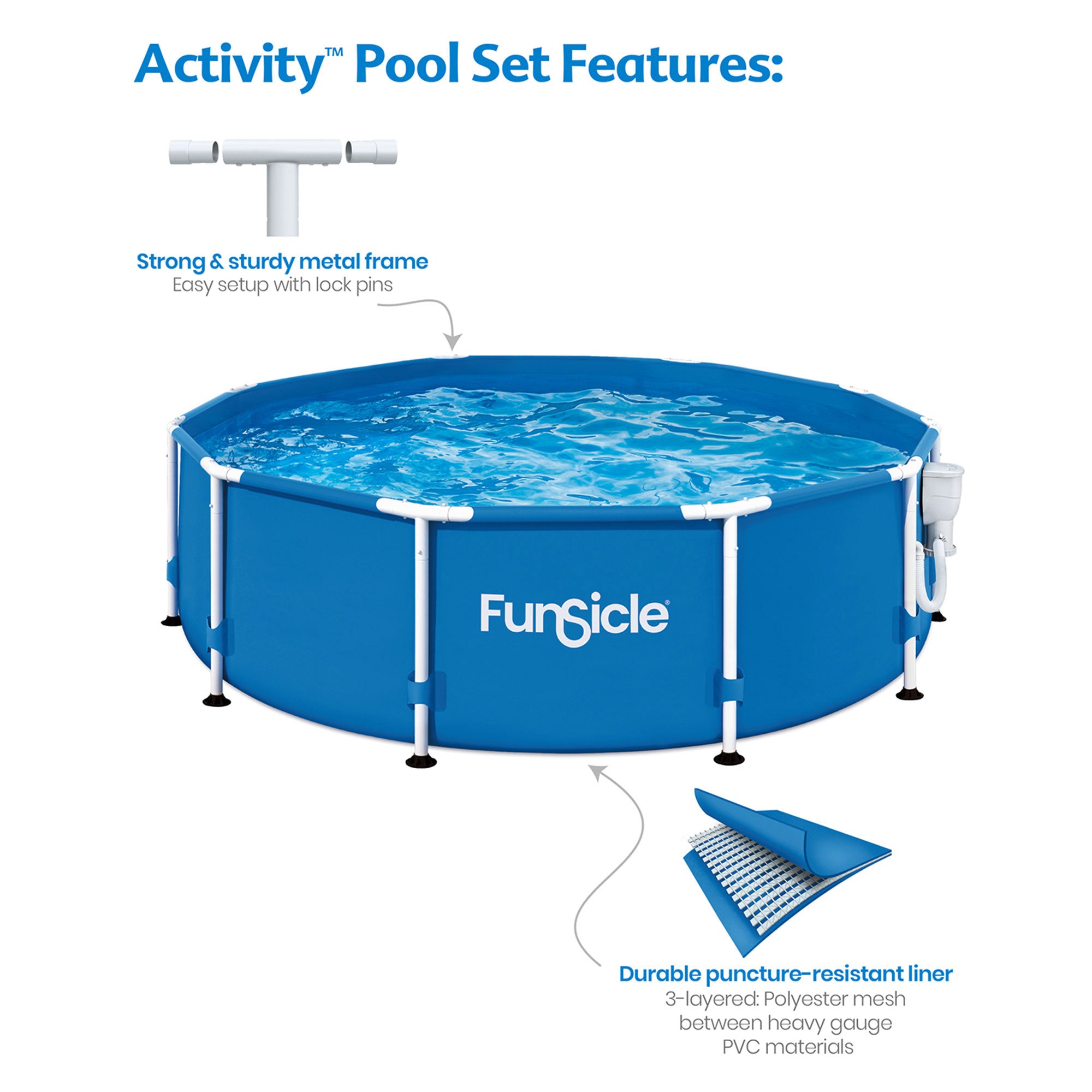Funsicle 10' x 30" Outdoor Activity Round Frame Above Ground Swimming Pool Set - Smart-nests