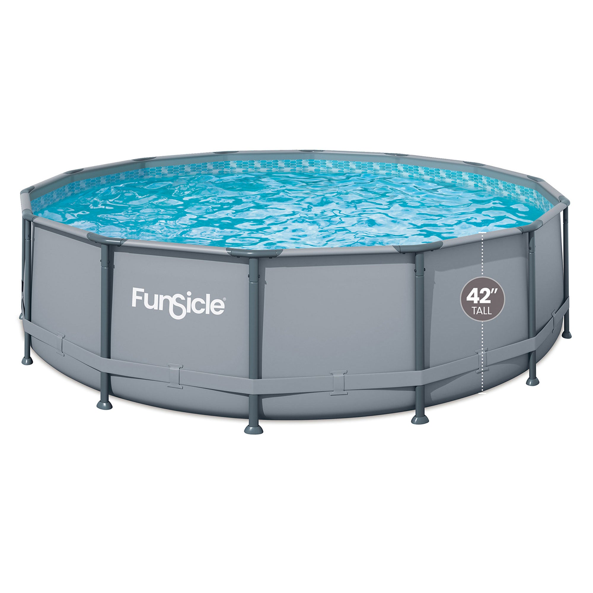 Funsicle 14' x 42" Oasis Outdoor Round Frame Above Ground Swimming Pool, Gray - Smart-nests