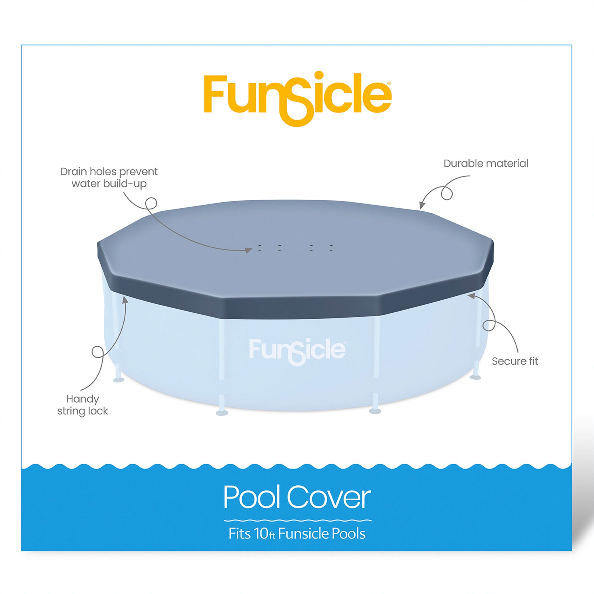 Funsicle 10ft Round Above Ground Frame Pool Debris Cover, Accessory Only, Gray - Smart-nests