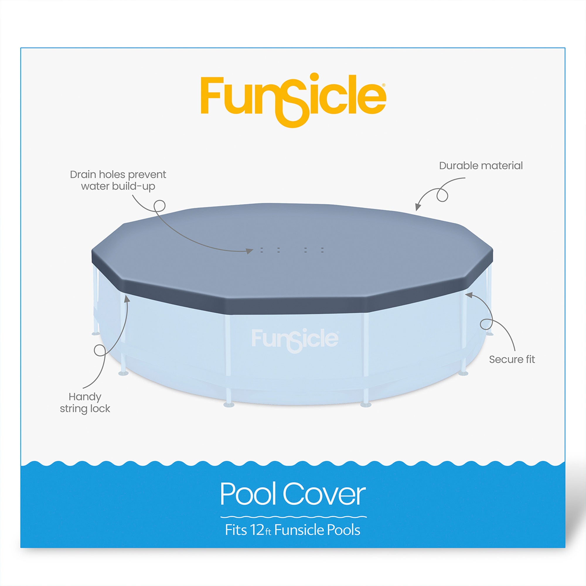 Funsicle 12ft Round Above Ground Frame Pool Debris Cover, Accessory Only, Gray - Smart-nests