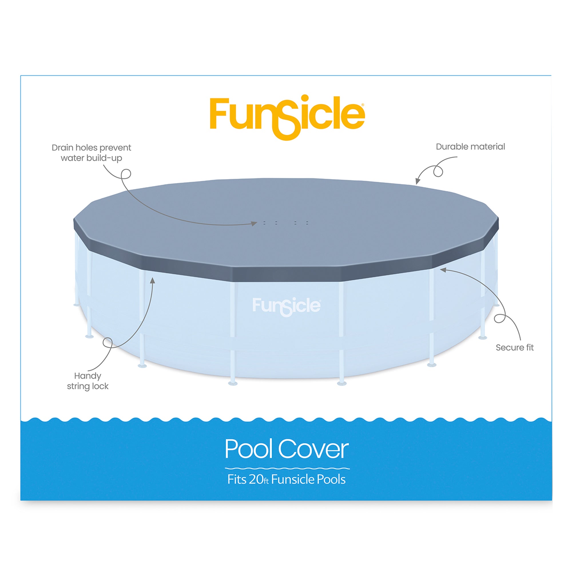 Funsicle 20ft Round Above Ground Frame Pool Debris Cover, Accessory Only, Gray - Smart-nests