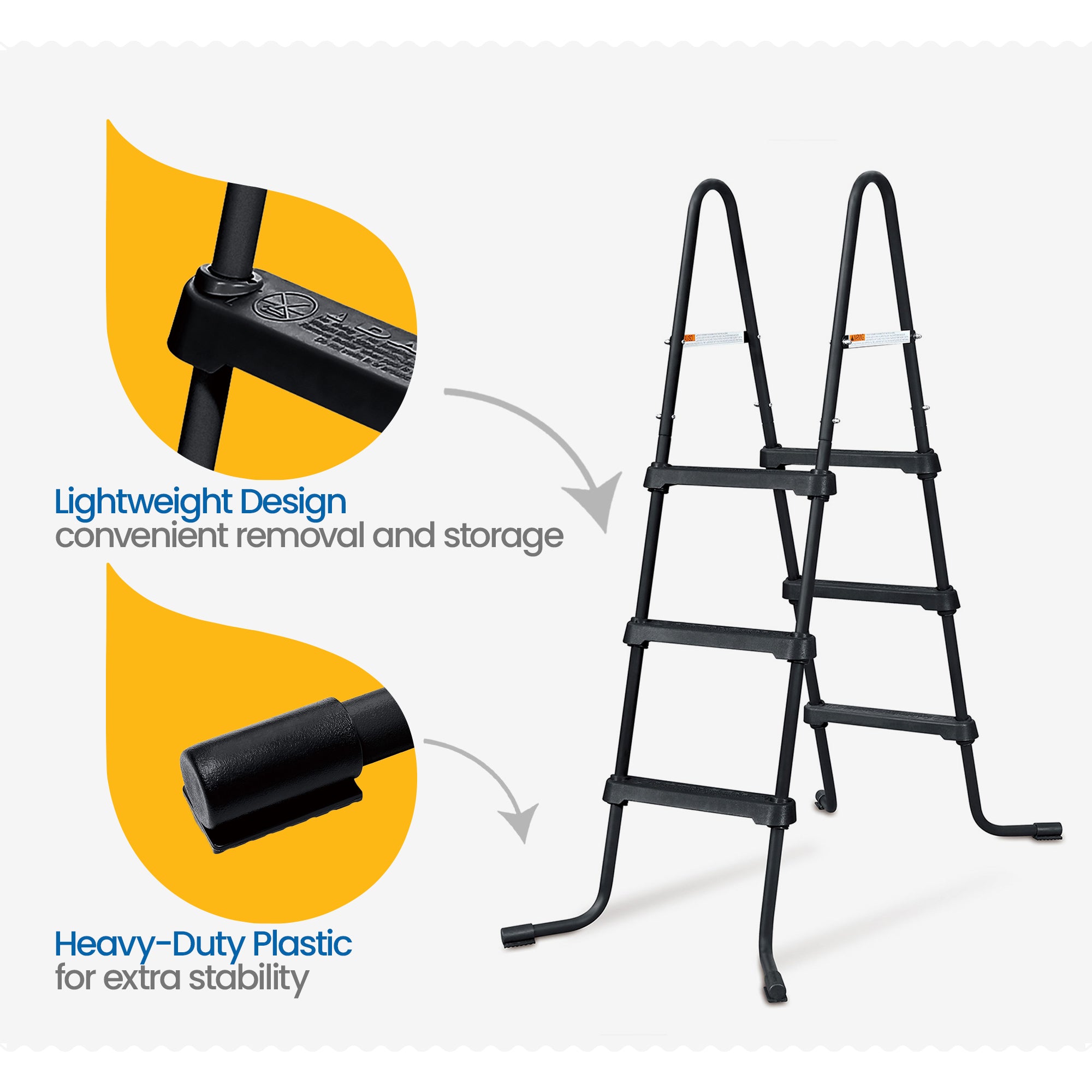 Funsicle 36" SureStep 3 Stair Outdoor Above Ground Swimming Pool Ladder, Black - Smart-nests