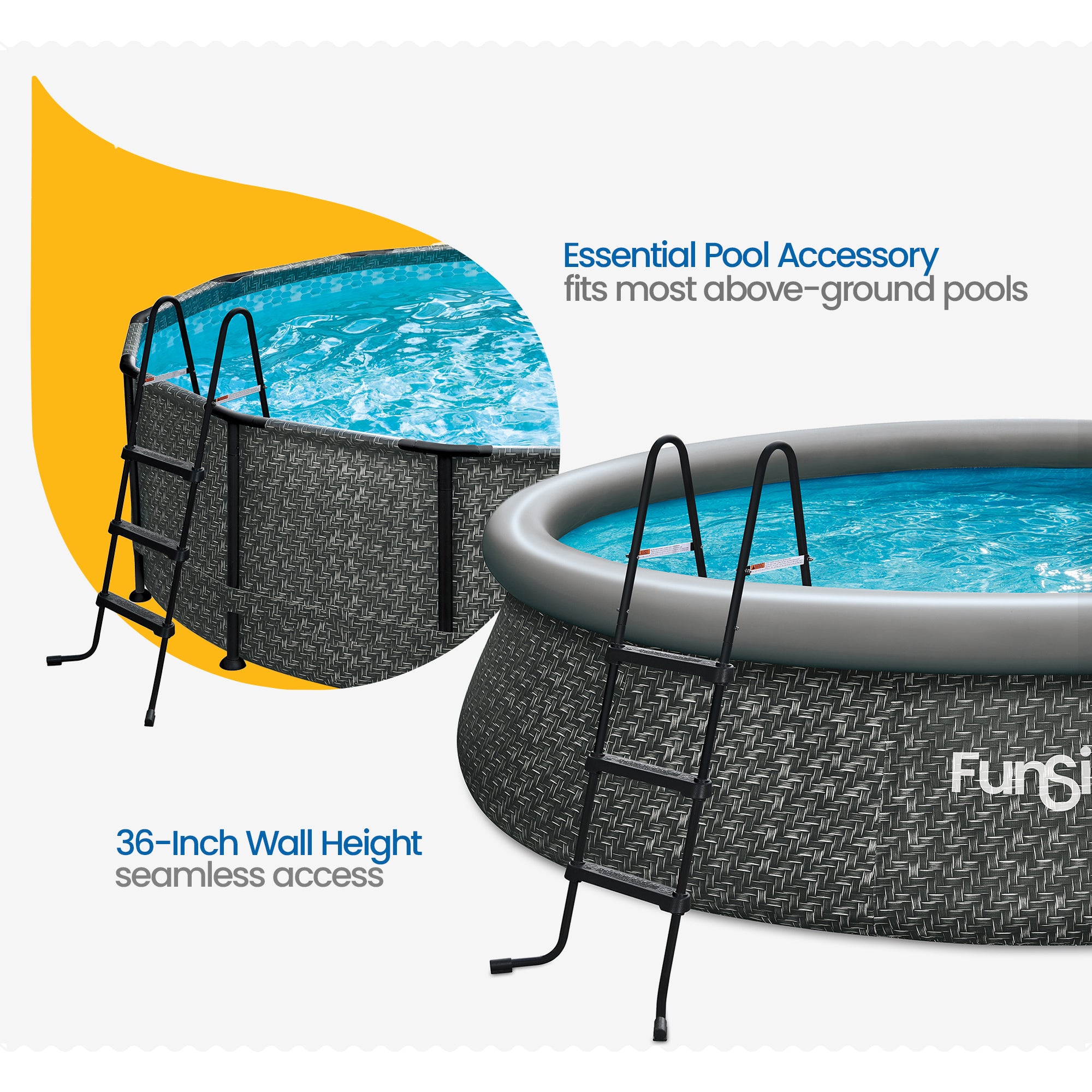 Funsicle 36" SureStep 3 Stair Outdoor Above Ground Swimming Pool Ladder, Black - Smart-nests
