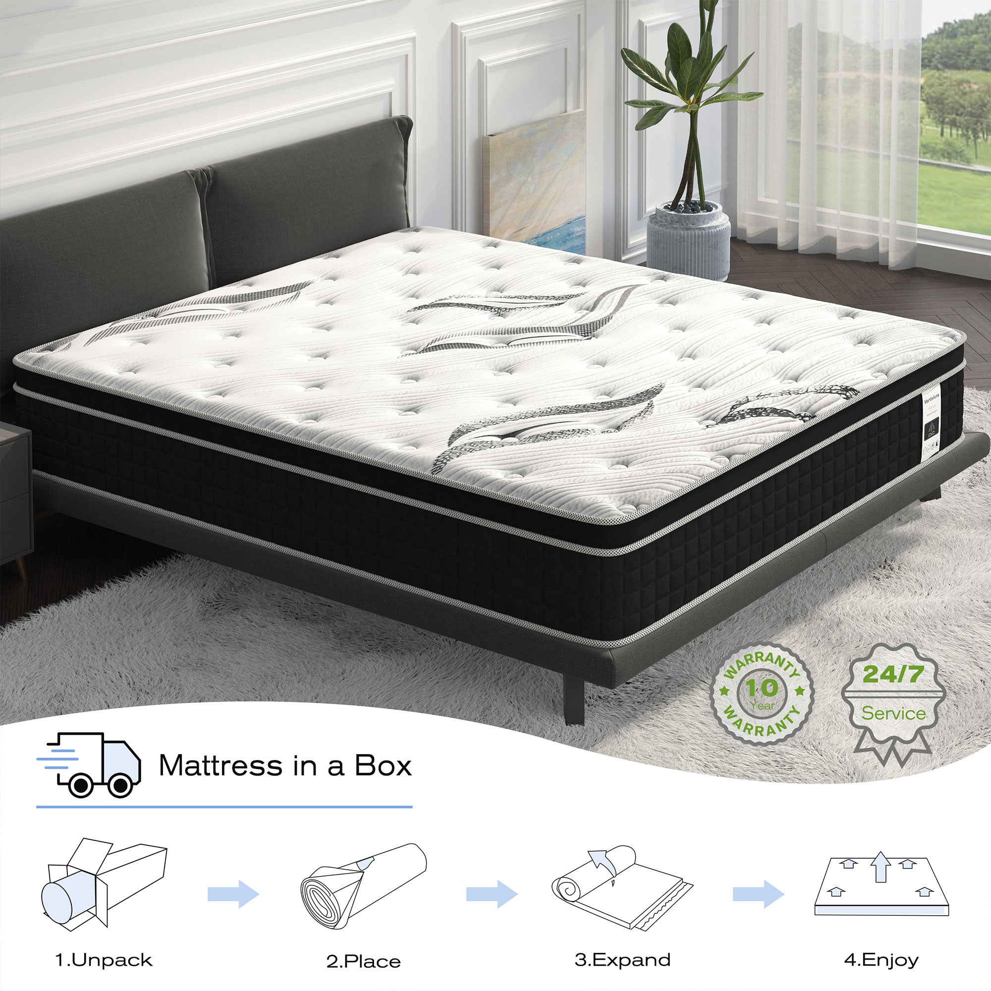 10.5 In Hybrid Gel Memory Foam Mattress with Coil Innerspring, Twin (Used) - Smart-nests