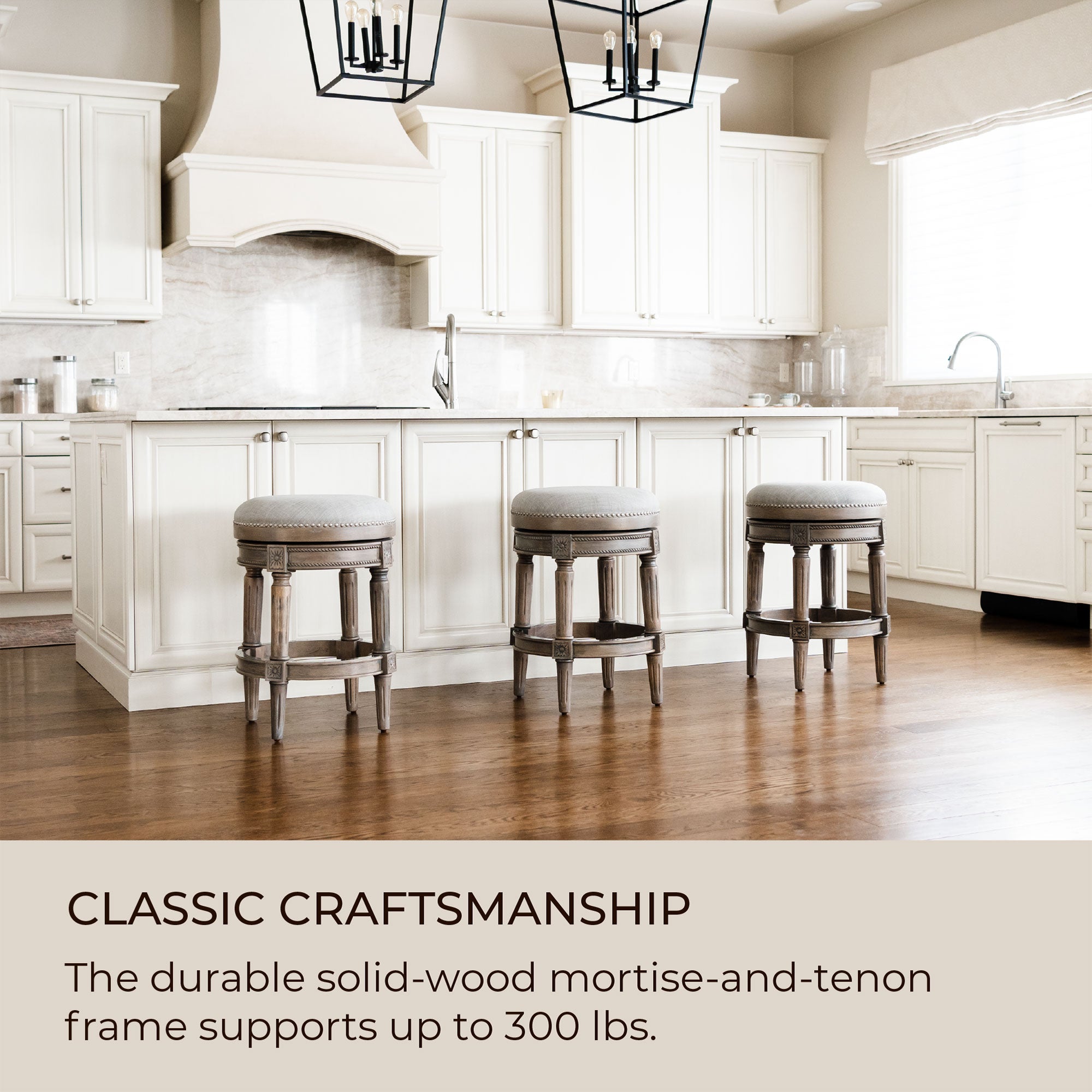 Maven Lane Pullman Backless Counter Stool in Reclaimed Oak Finish with Ash Grey Fabric Upholstery, Set of 4 - Smart-nests