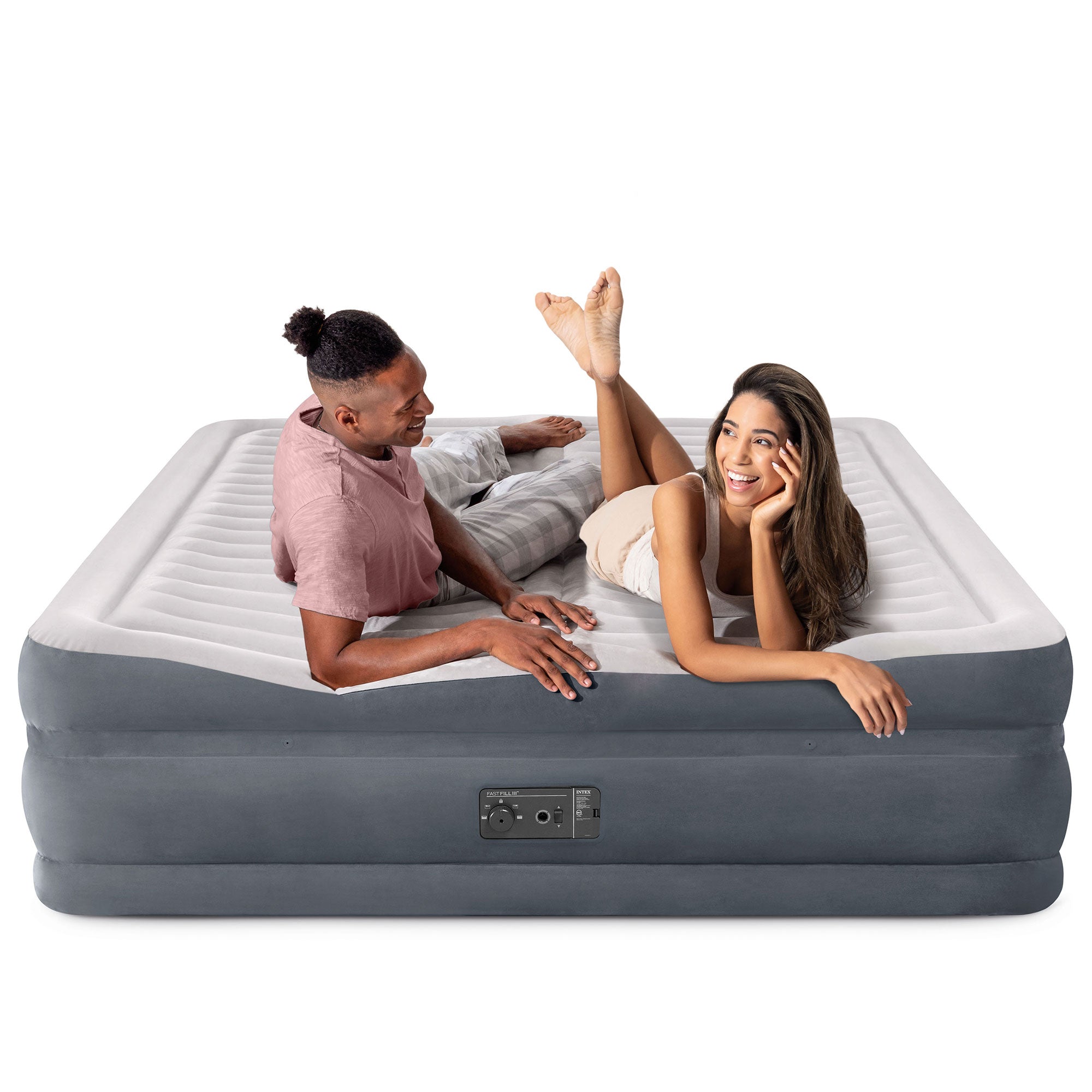 Intex 64953E Deluxe Dual Zone 22" King Sized Air Mattress with Built In Air Pump - Smart-nests