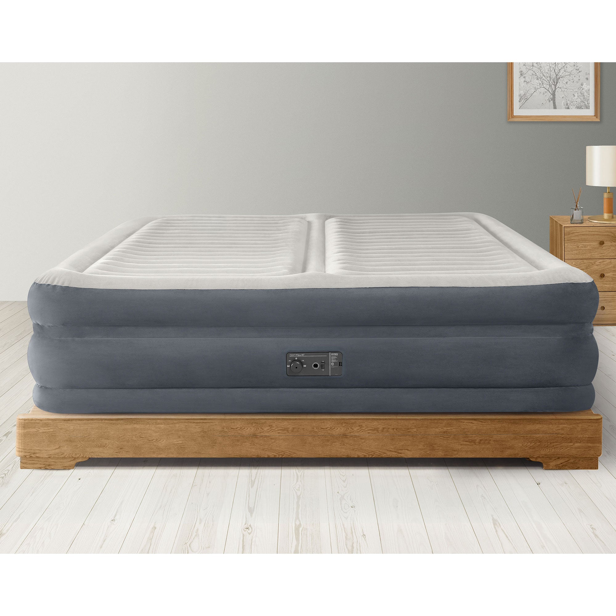 Intex 64953E Deluxe Dual Zone 22" King Sized Air Mattress with Built In Air Pump - Smart-nests
