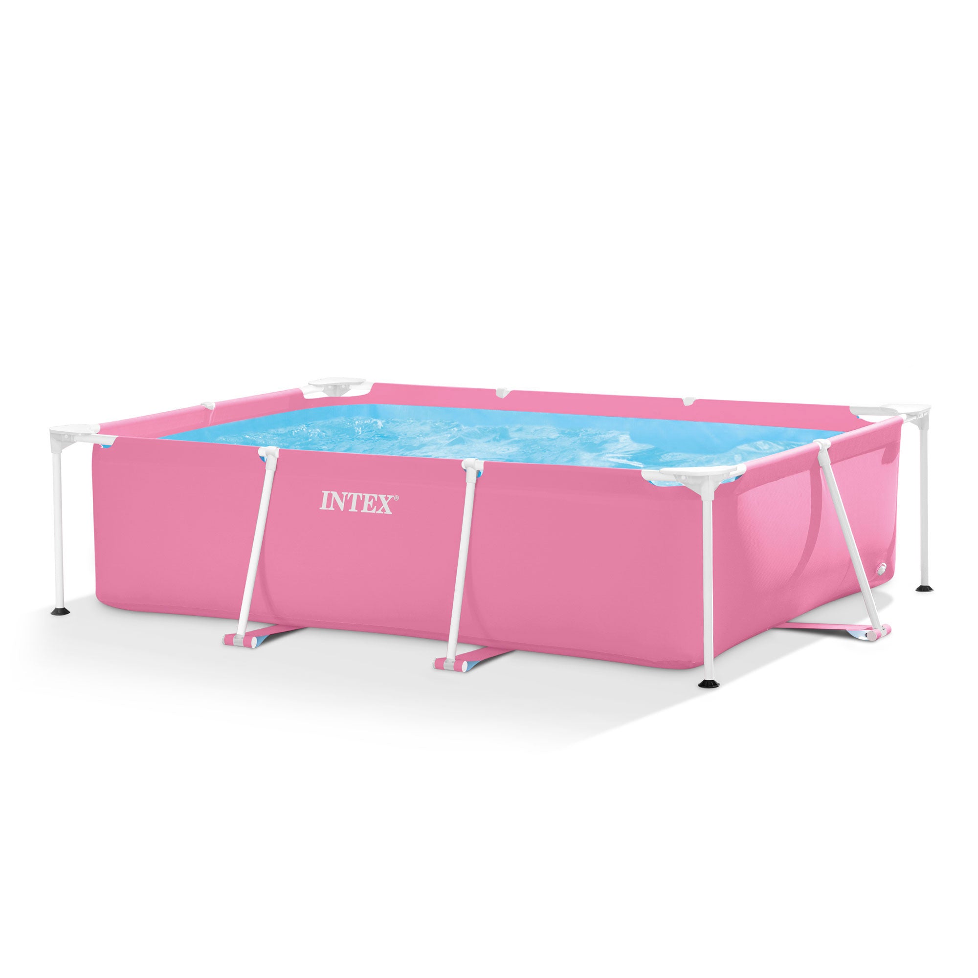 Intex 84" x 23.62" Outdoor Rectangular Frame Above Ground Swimming Pool, Pink - Smart-nests