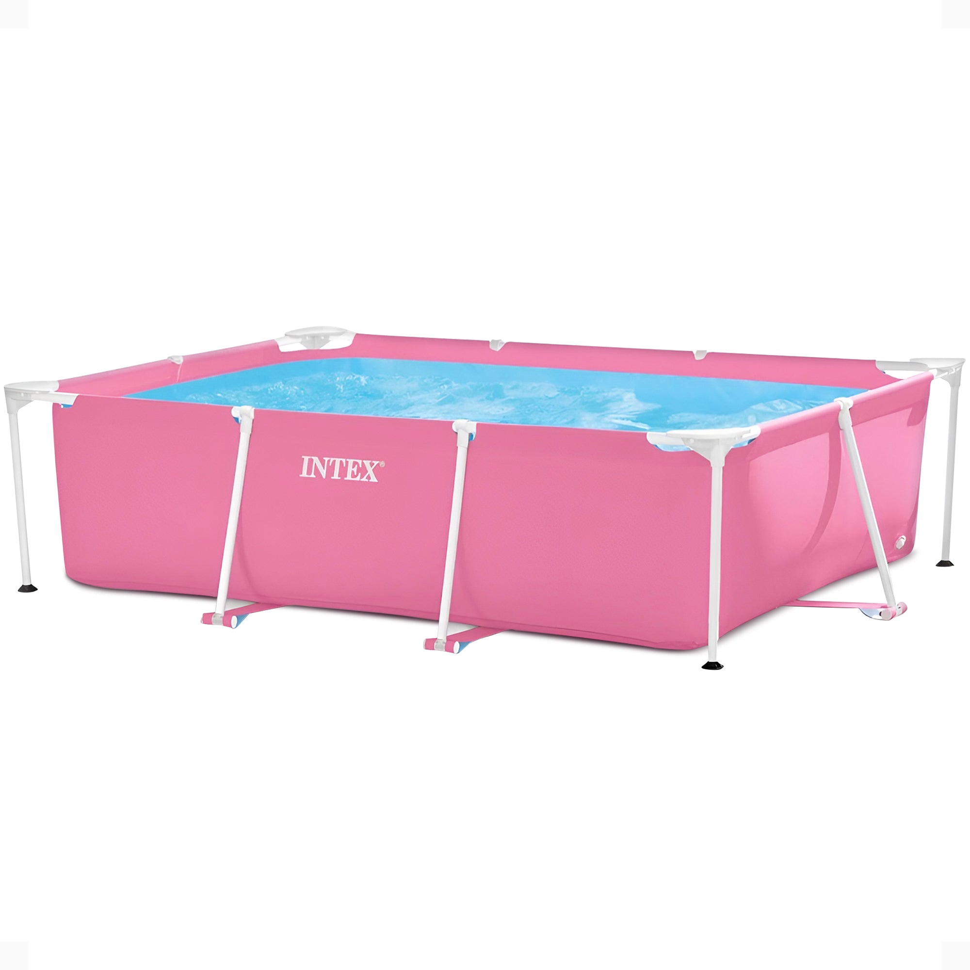 Intex 84" x 23.62" Outdoor Rectangular Frame Above Ground Swimming Pool, Pink - Smart-nests