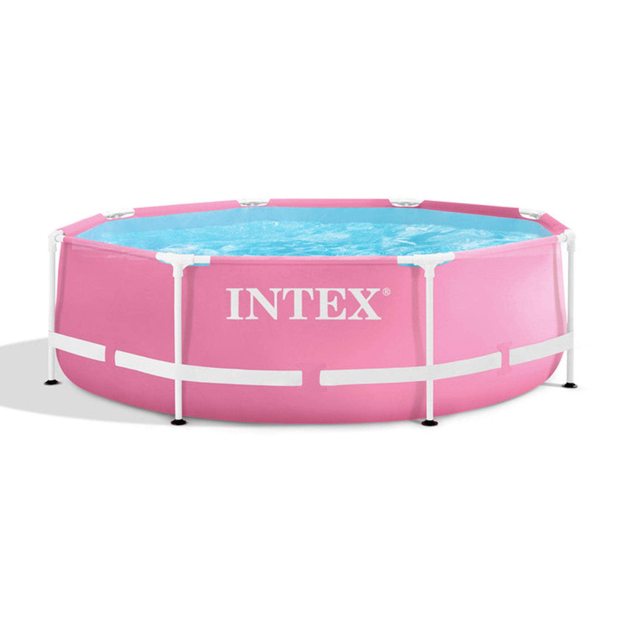 Intex 28290EH 8ft x 30in Round Metal Frame Above Ground Swimming Pool, Pink - Smart-nests
