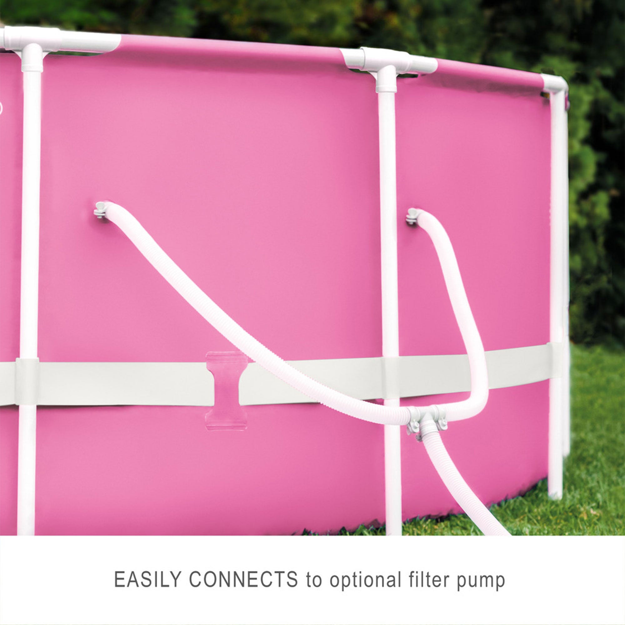 Intex 28290EH 8ft x 30in Round Metal Frame Above Ground Swimming Pool, Pink - Smart-nests