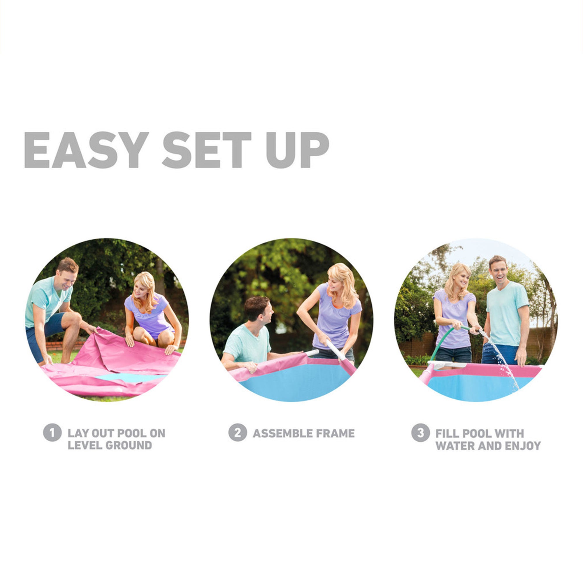 Intex 28290EH 8ft x 30in Round Metal Frame Above Ground Swimming Pool, Pink - Smart-nests