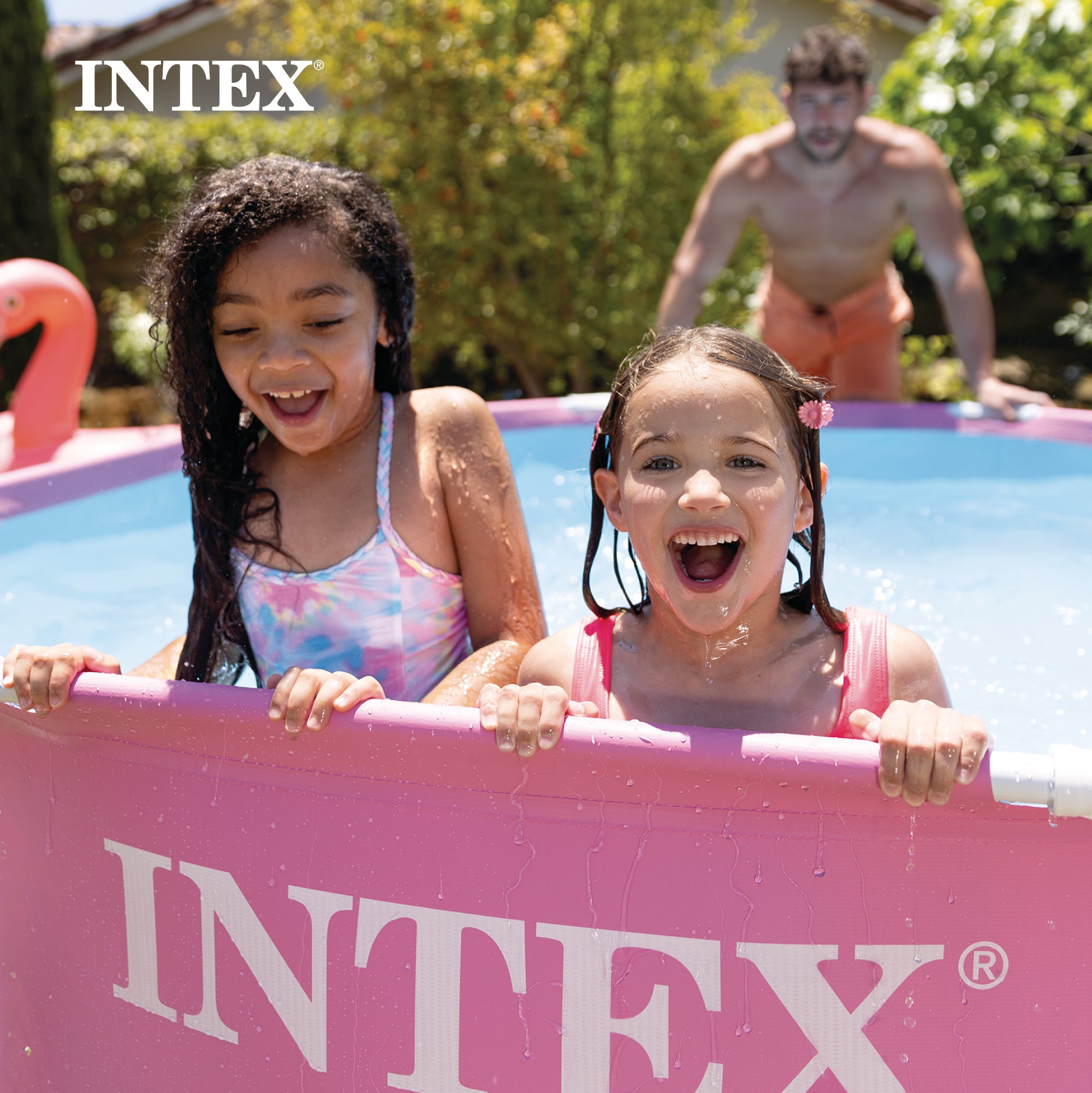 Intex 28290EH 8ft x 30in Round Metal Frame Above Ground Swimming Pool, Pink - Smart-nests