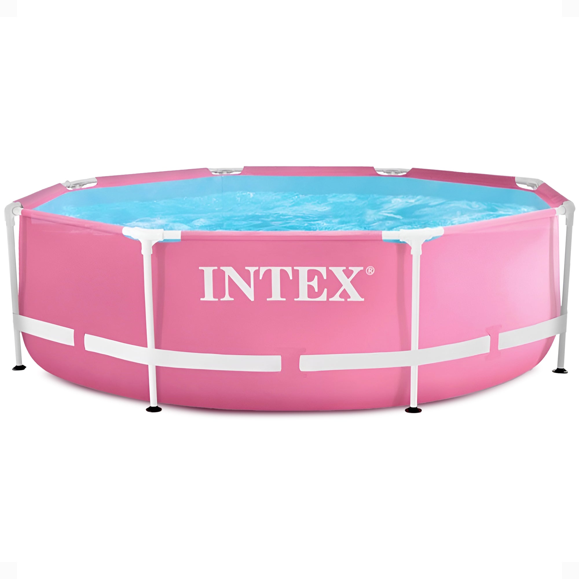 Intex 28290EH 8ft x 30in Round Metal Frame Above Ground Swimming Pool, Pink - Smart-nests