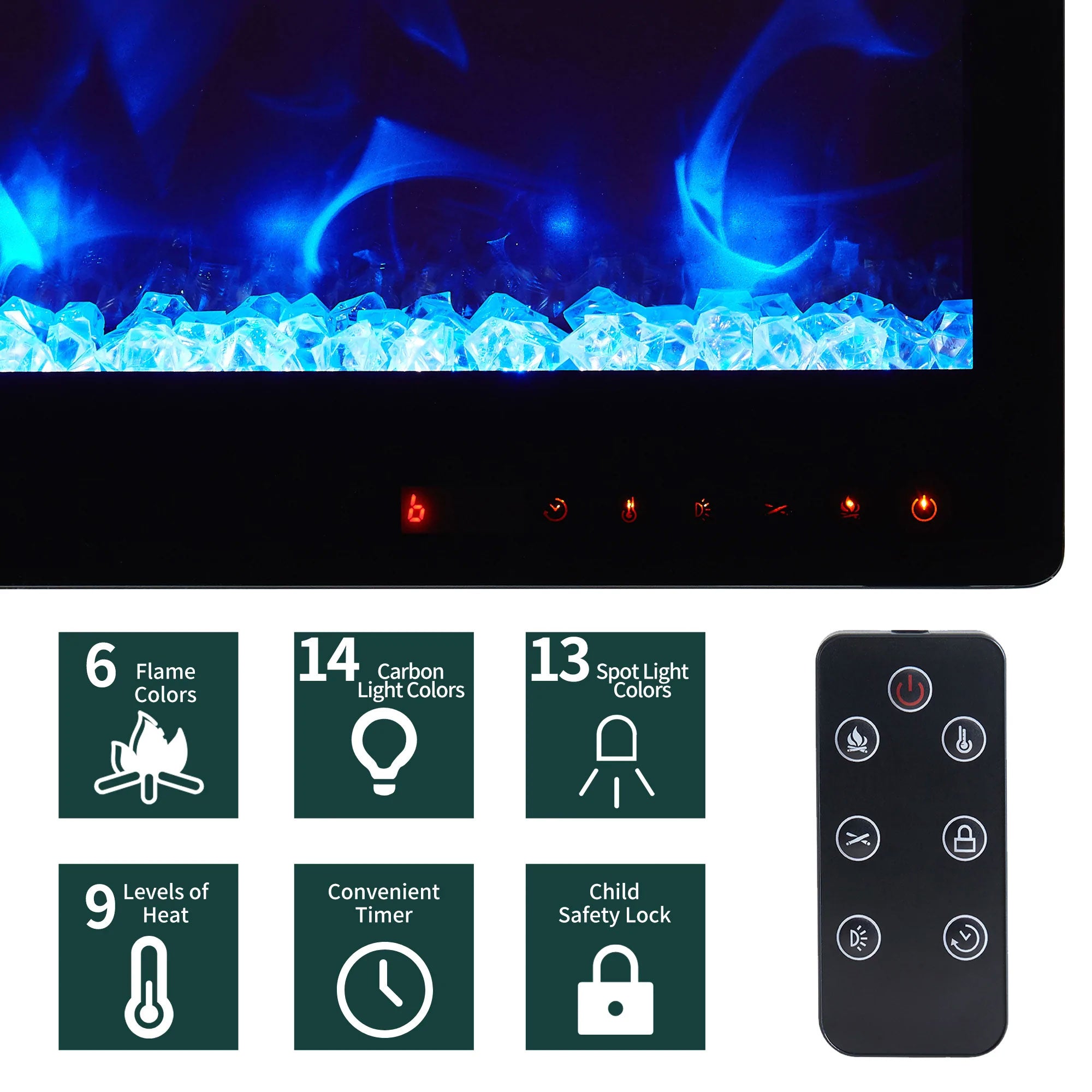 Edyo Living Wall Mount or Recessed Electric Fireplace with Touch Screen, 50 Inch - Smart-nests