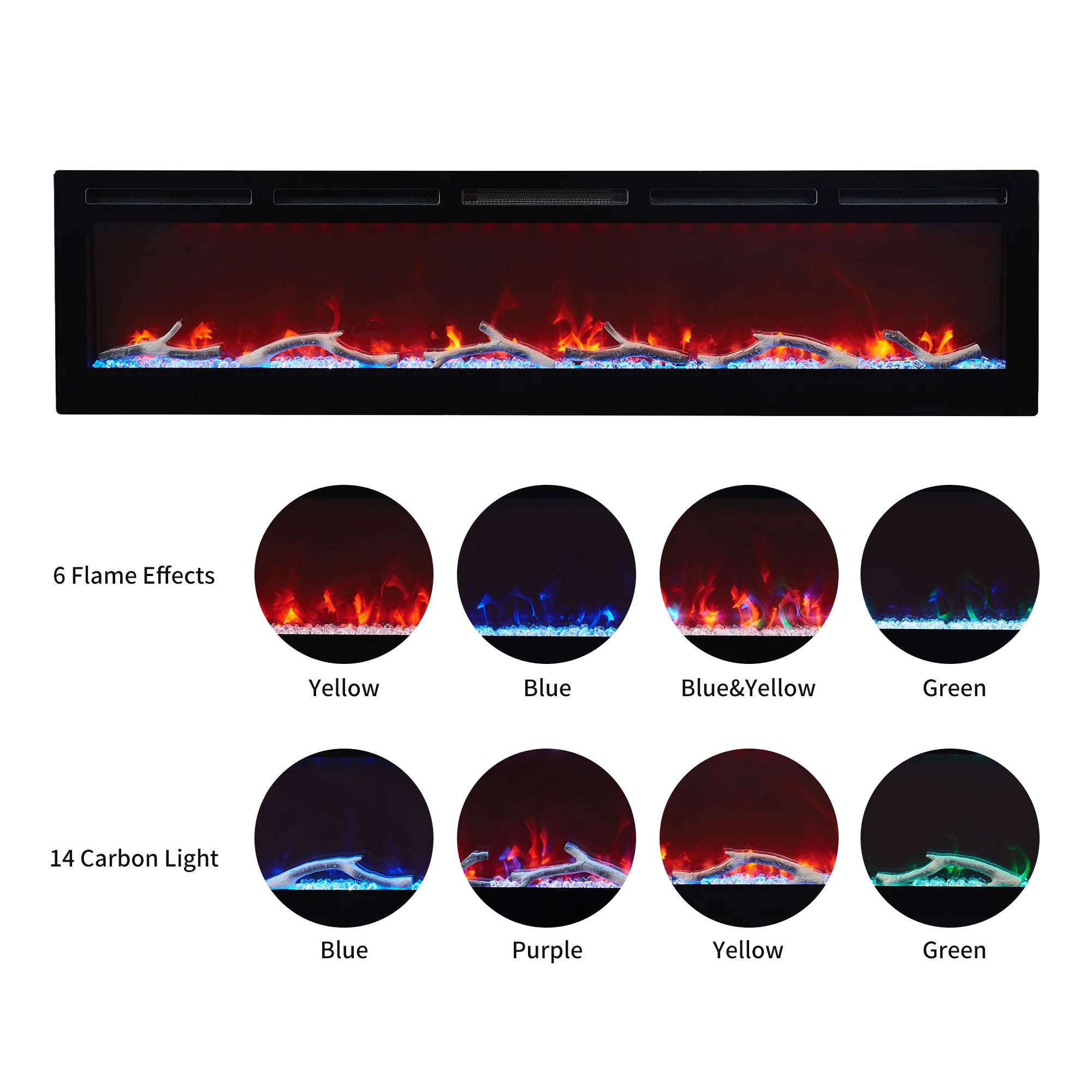 Edyo Living Wall Mount or Recessed Electric Fireplace with Touch Screen, 50 Inch - Smart-nests