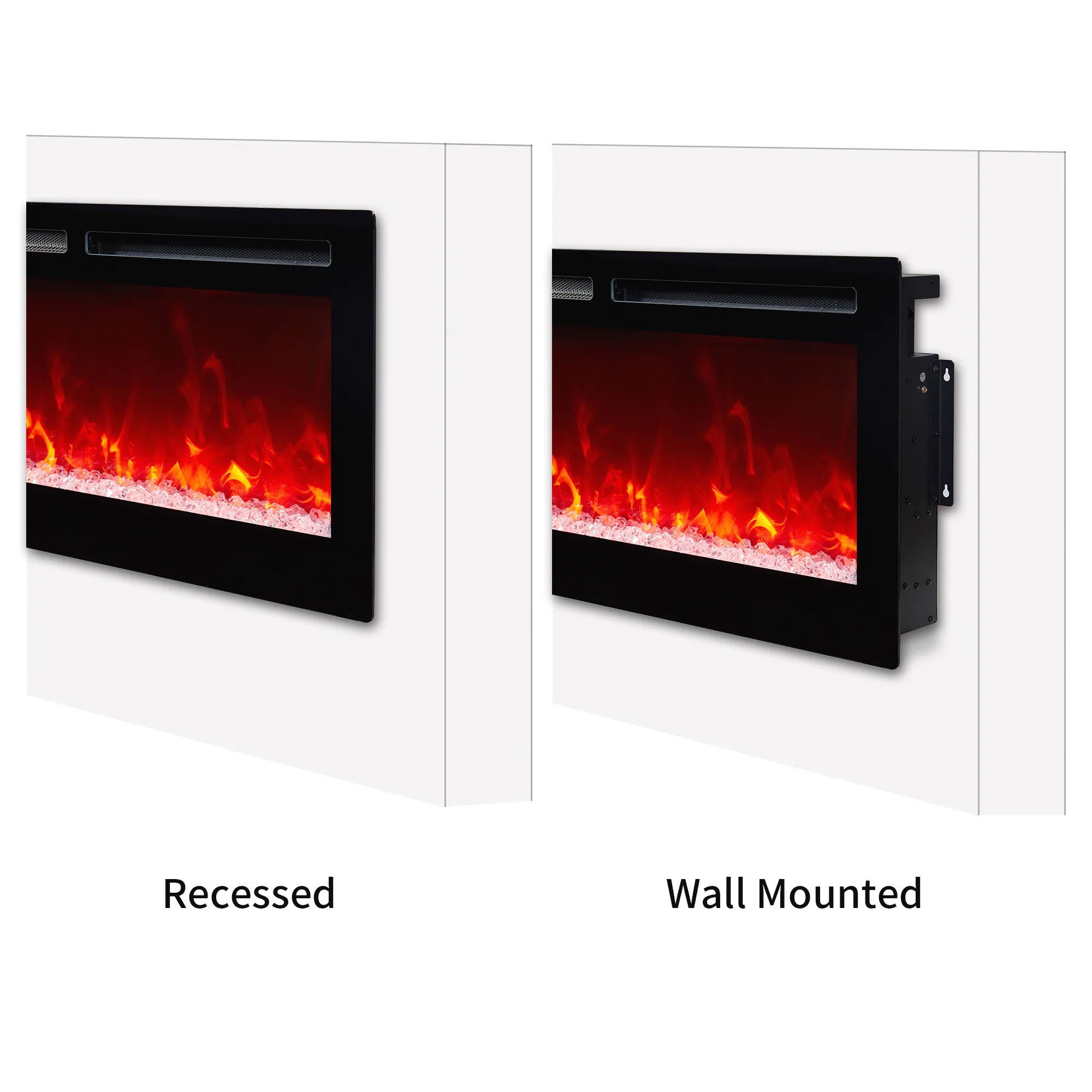 Edyo Living Wall Mount or Recessed Electric Fireplace with Touch Screen, 50 Inch - Smart-nests