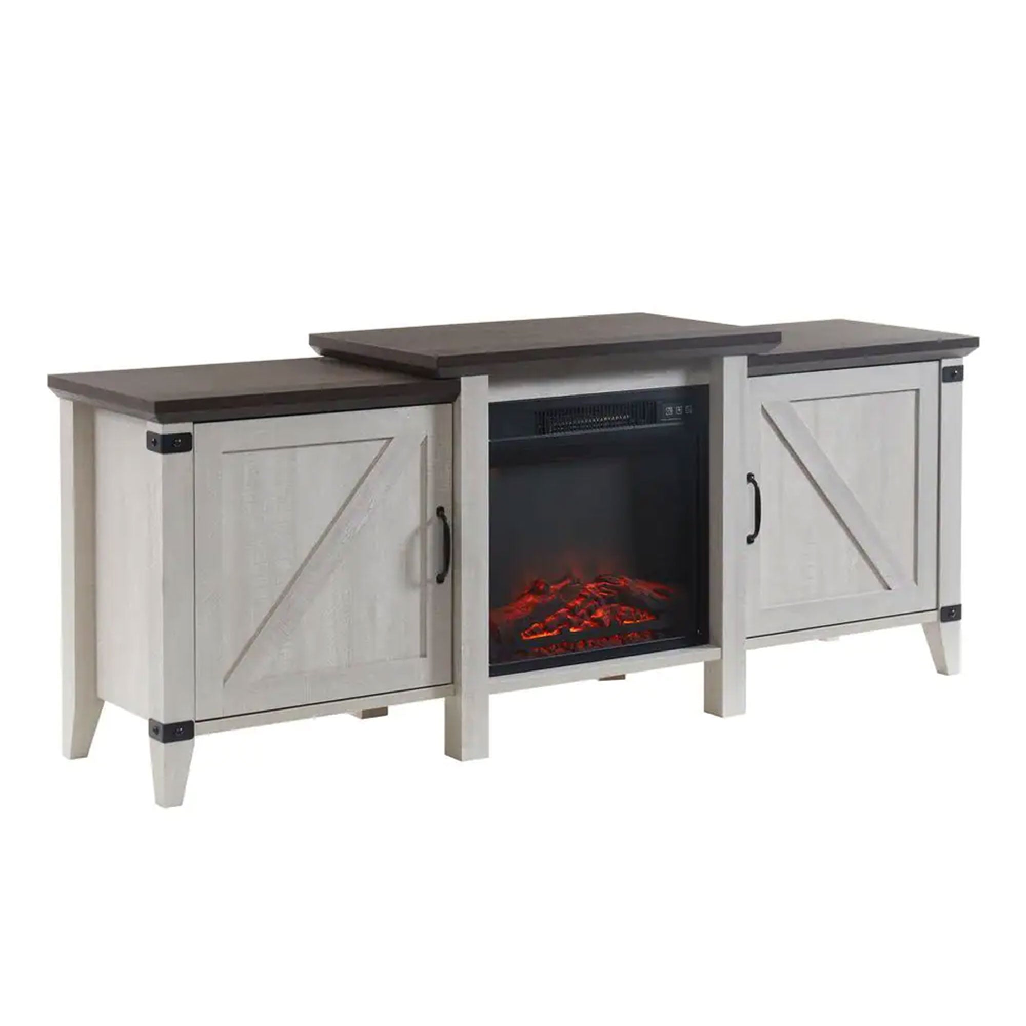 Edyo Living 63in Freestanding Wooden Electric Fireplace TV Stand Console, Grey - Smart-nests