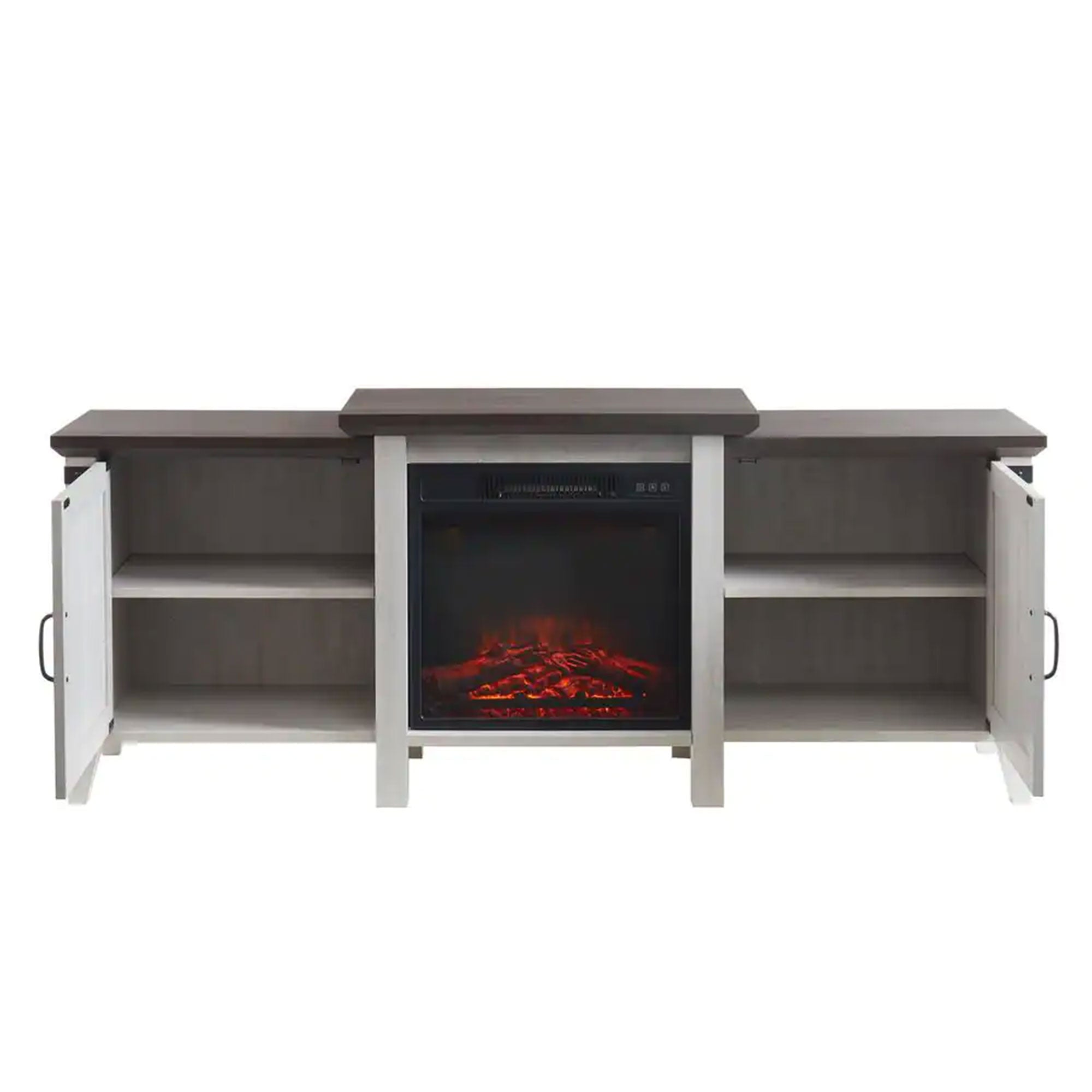 Edyo Living 63in Freestanding Wooden Electric Fireplace TV Stand Console, Grey - Smart-nests