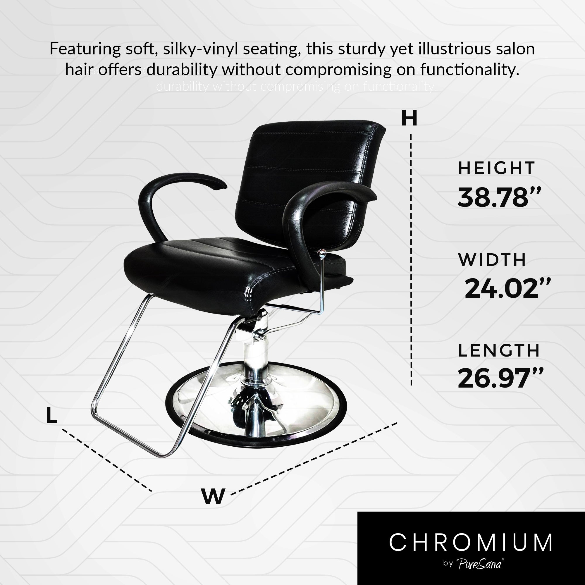 PureSana Chromium Kyler 360 Degree Professional All Purpose Salon Chair, Black - Smart-nests