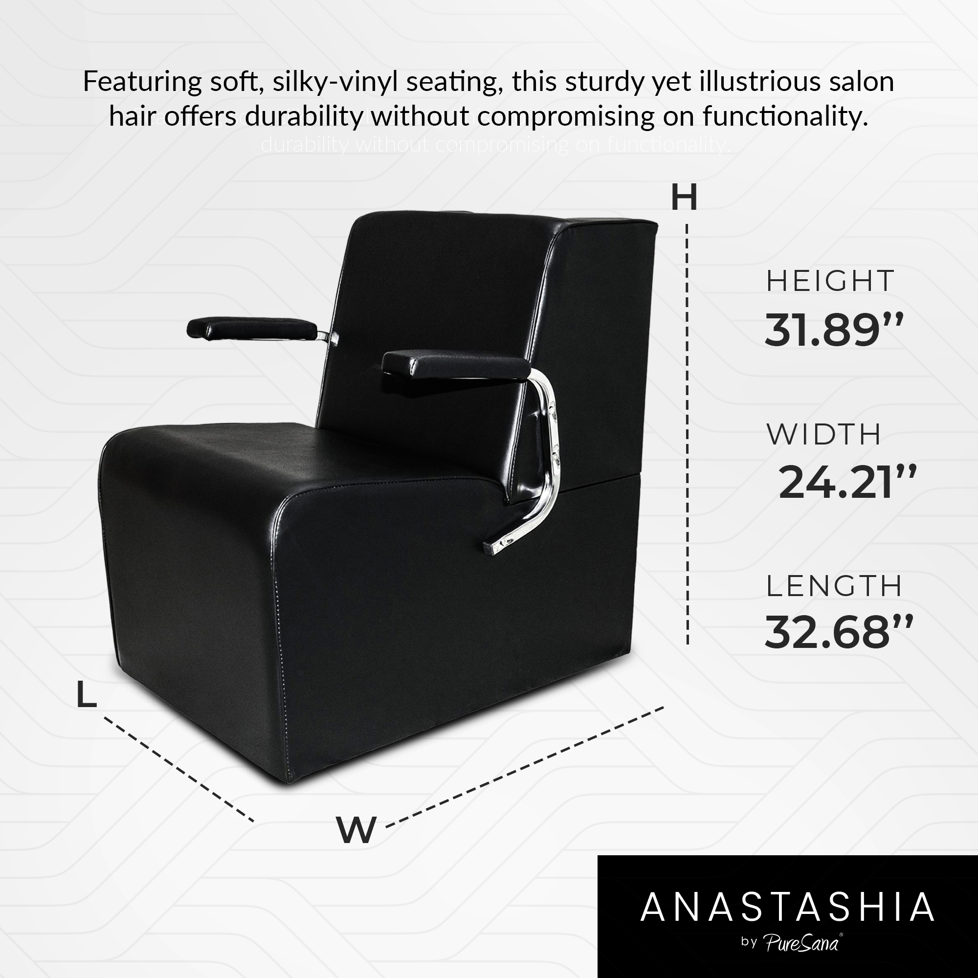 PureSana Chromium Anastasia Vinyl Professional Platform Hair Dryer Chair, Black - Smart-nests