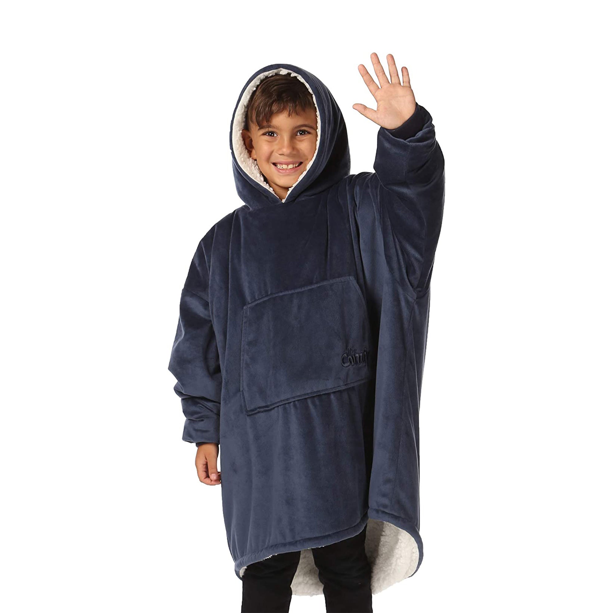 The Comfy Original Jr Kids Oversized Microfiber Sherpa Wearable Blanket, Blue - Smart-nests