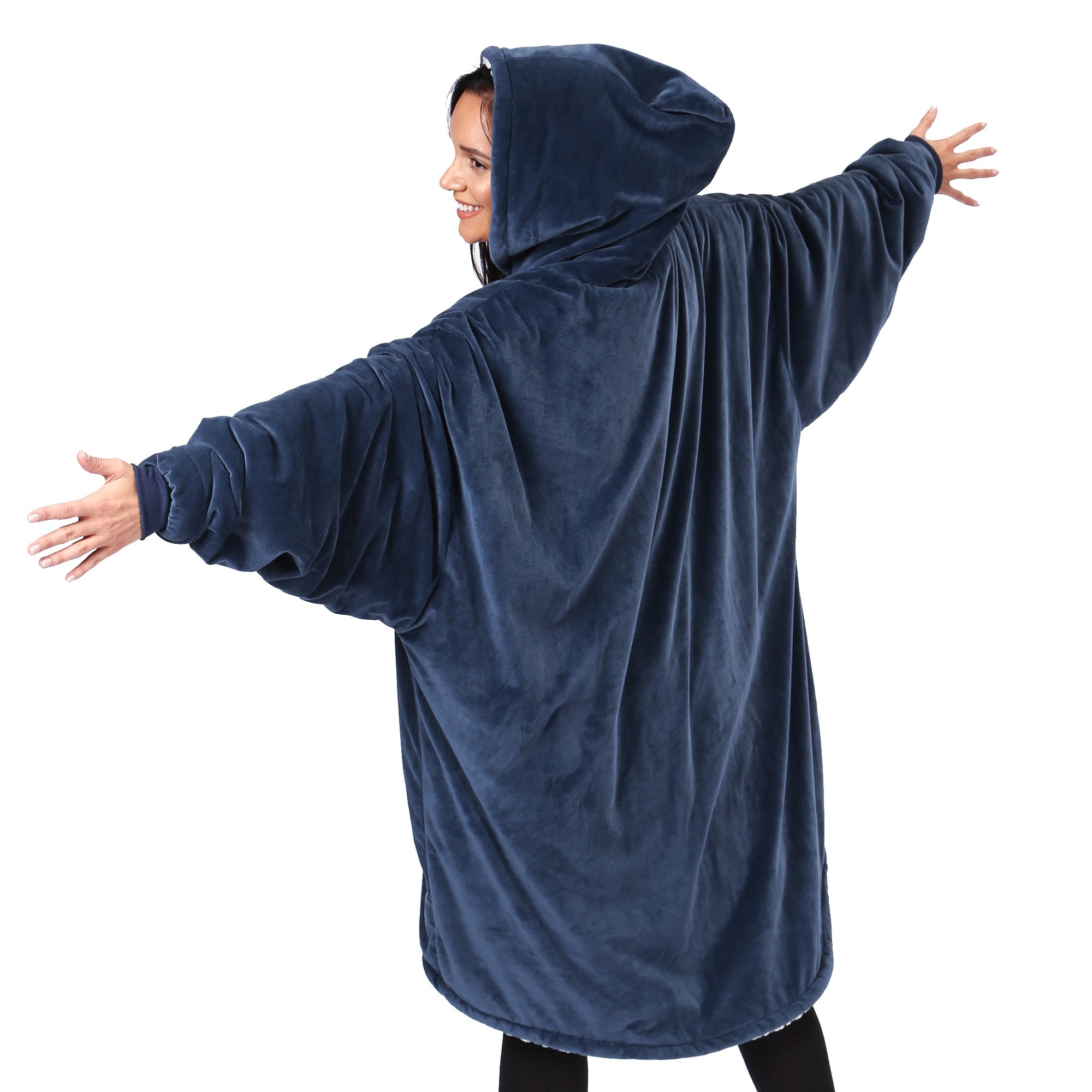 The Comfy Original Oversized Microfiber Sherpa Wearable Blanket for Adults, Blue - Smart-nests