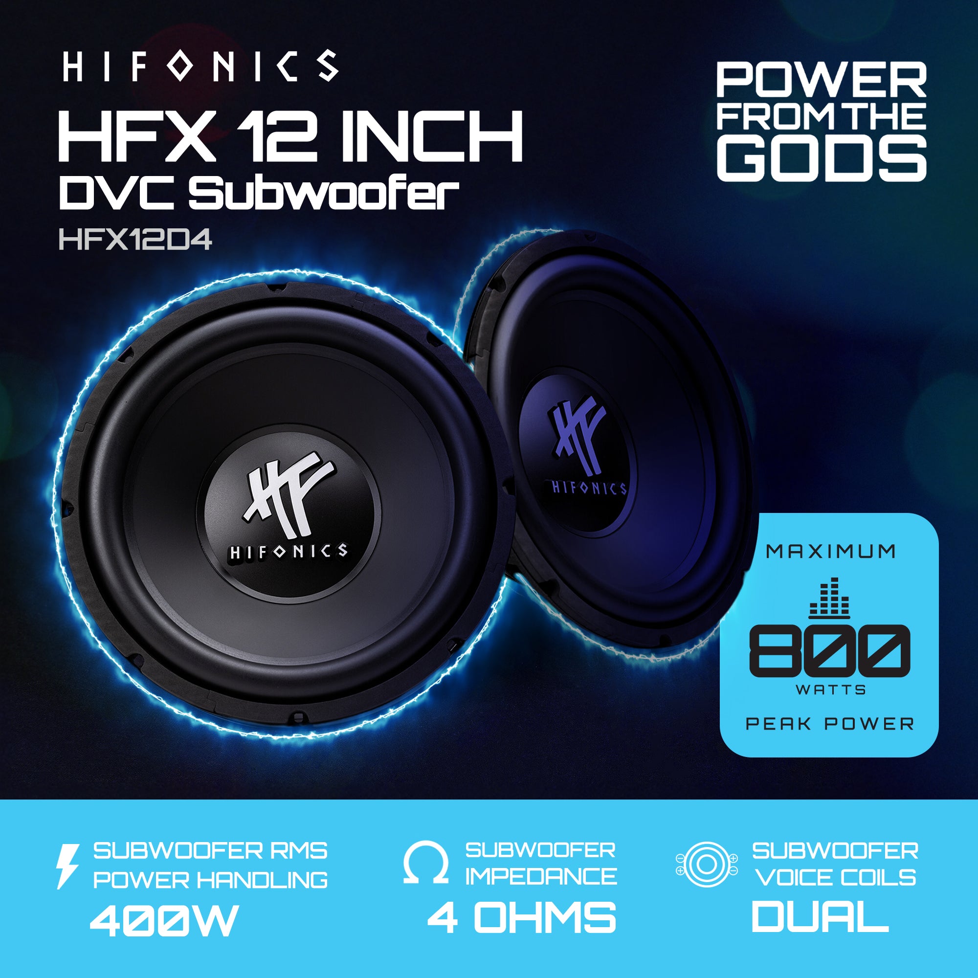 Hifonics HFX12D4 12" Subwoofer, 800W Max 400W RMS Car & Powersports Speaker - Smart-nests