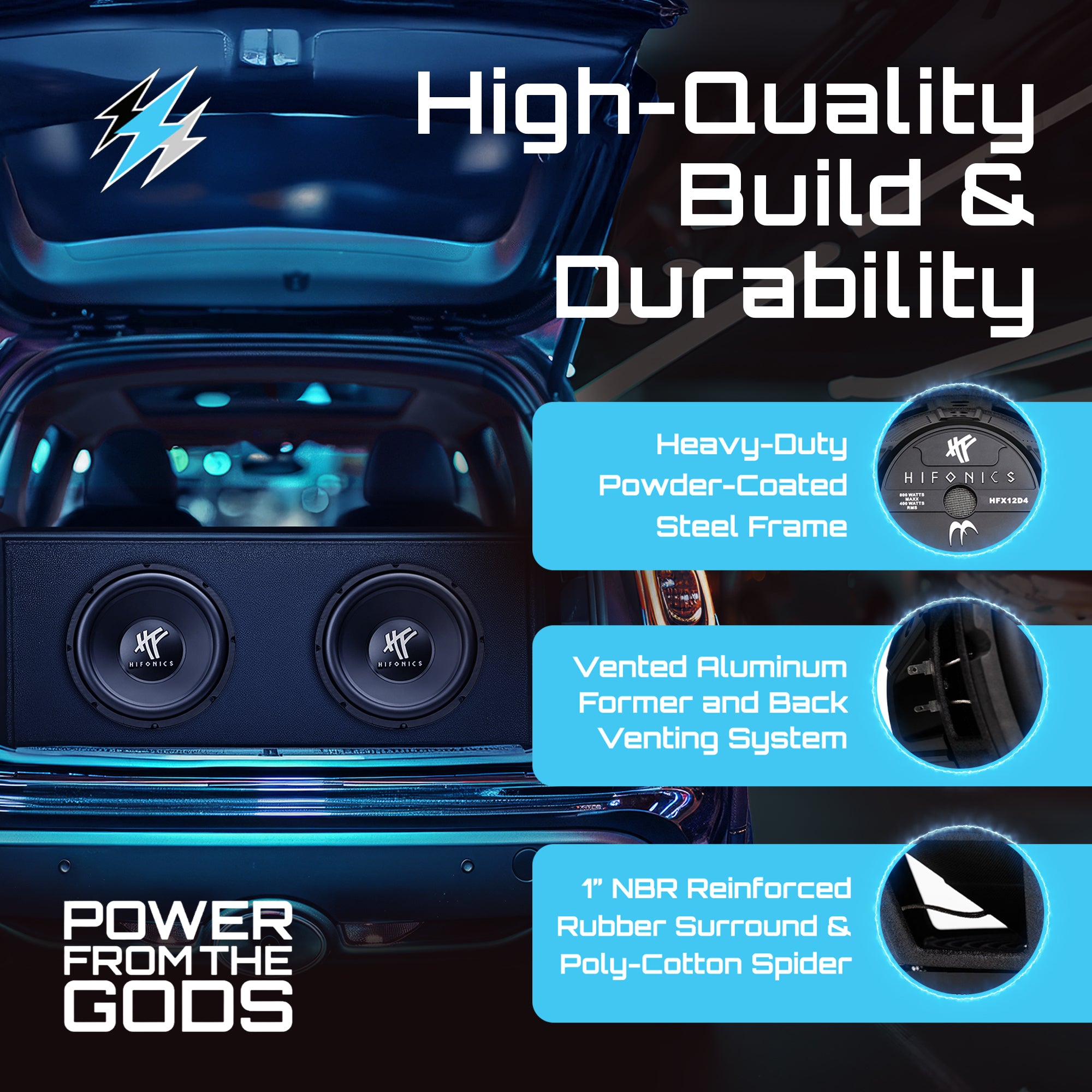 Hifonics HFX12D4 12" Subwoofer, 800W Max 400W RMS Car & Powersports Speaker - Smart-nests
