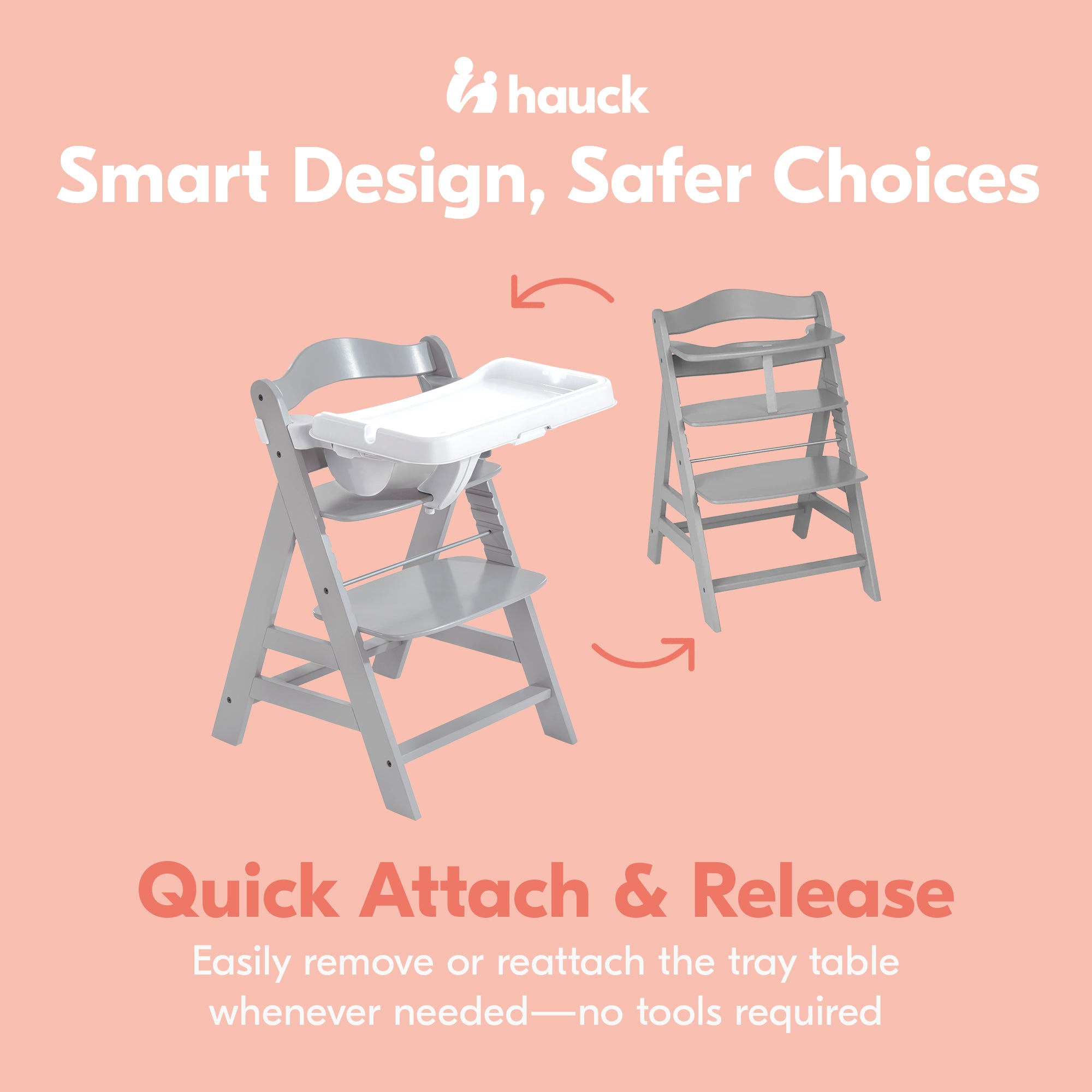 hauck Alpha High Chair Tray Table Compatible with Wooden Alpha+ and Beta+, White - Smart-nests