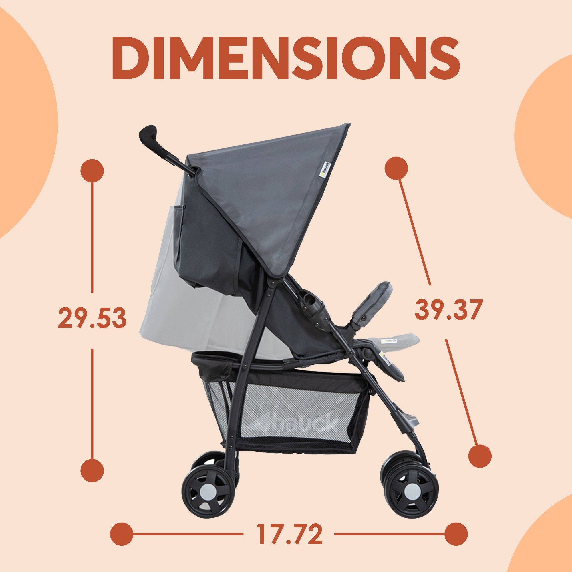 hauck Sport T13 Lightweight Compact Foldable Stroller Pushchair, Charcoal Stone - Smart-nests