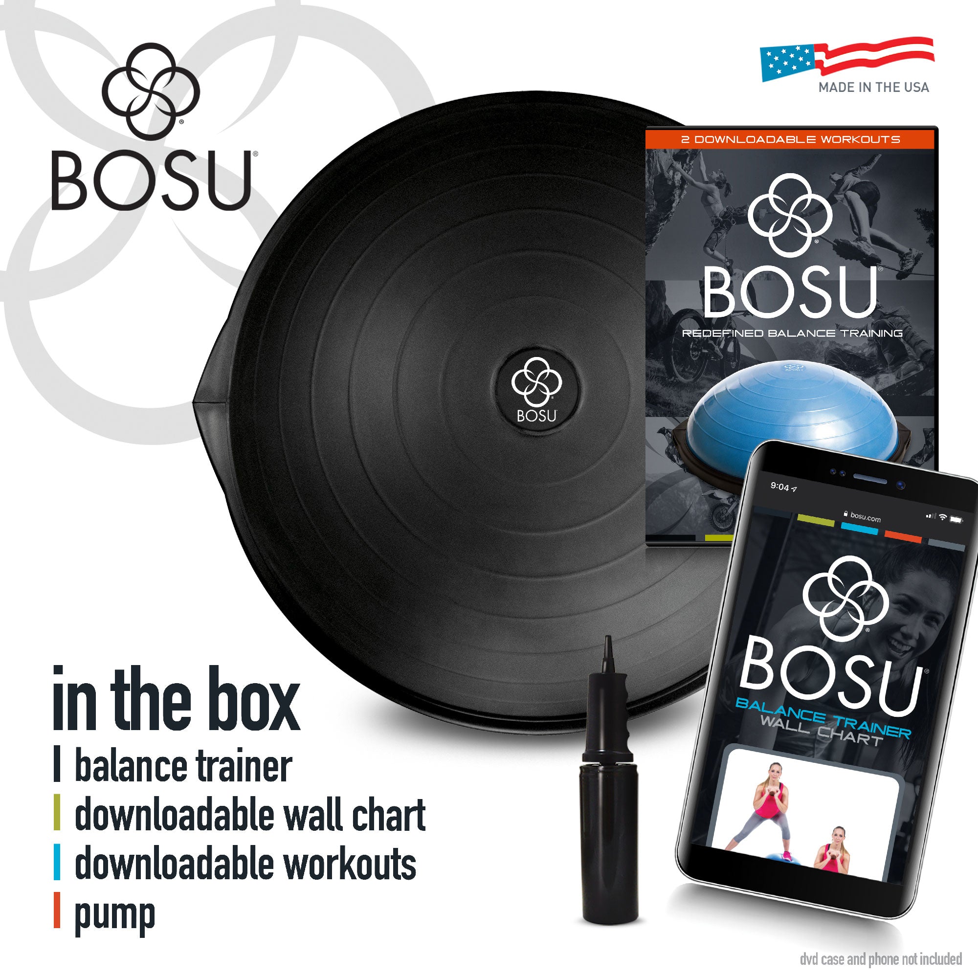 Bosu Multi Functional Home Gym 26" Original Balance Strength Board, Matte Black - Smart-nests