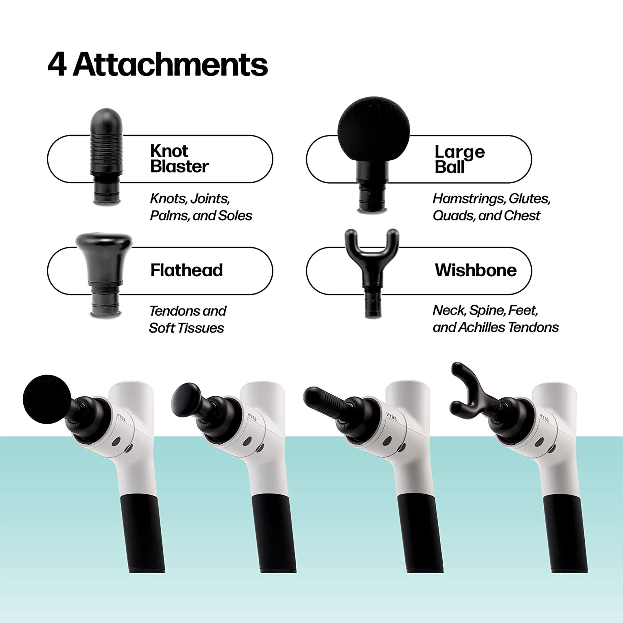 Vybe Premium Deep Tissue Muscle Massage Gun with 5 Speeds and 4 Attachments - Smart-nests