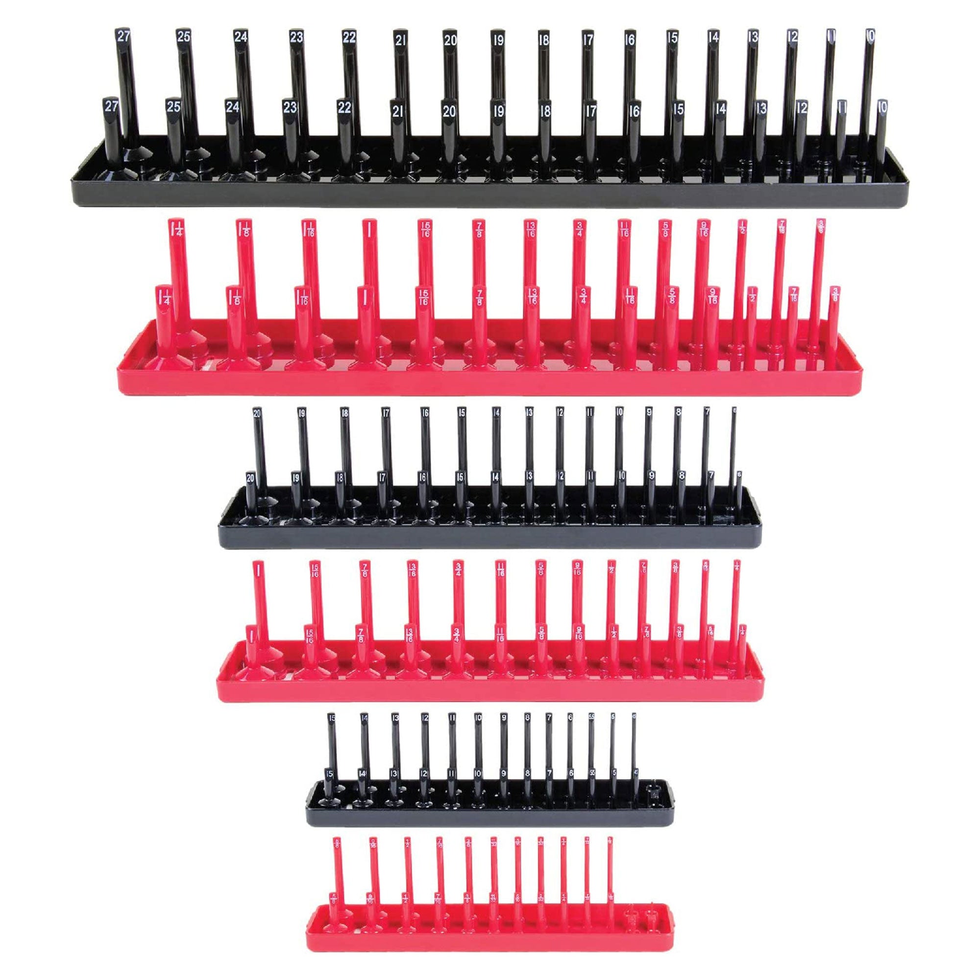 B&C Home Goods 6 Piece SAE & Metric Tray Socket Holder Toolbox Organizer Storage - Smart-nests