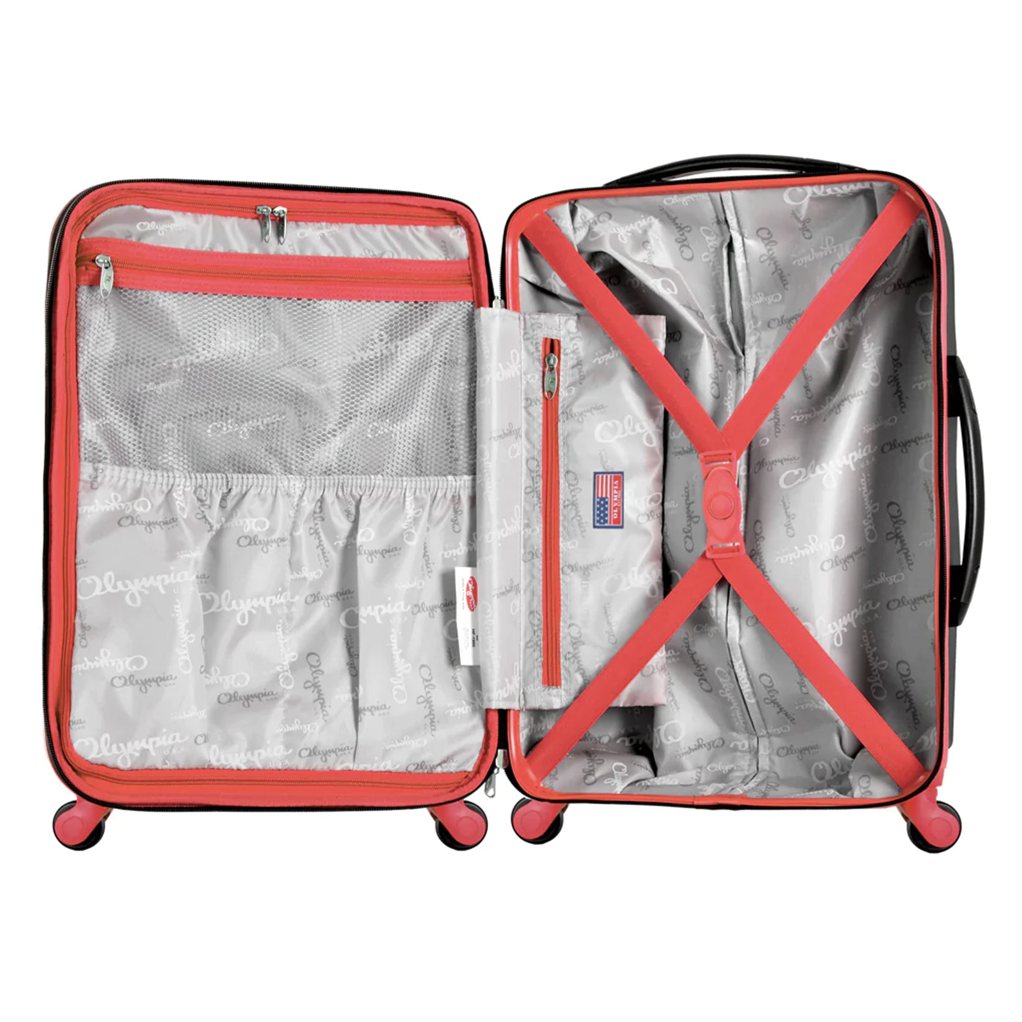 Olympia Apache II Hardcase 4 Wheel Spinner Suitcase 3 Piece Luggage Set, Red - Smart-nests