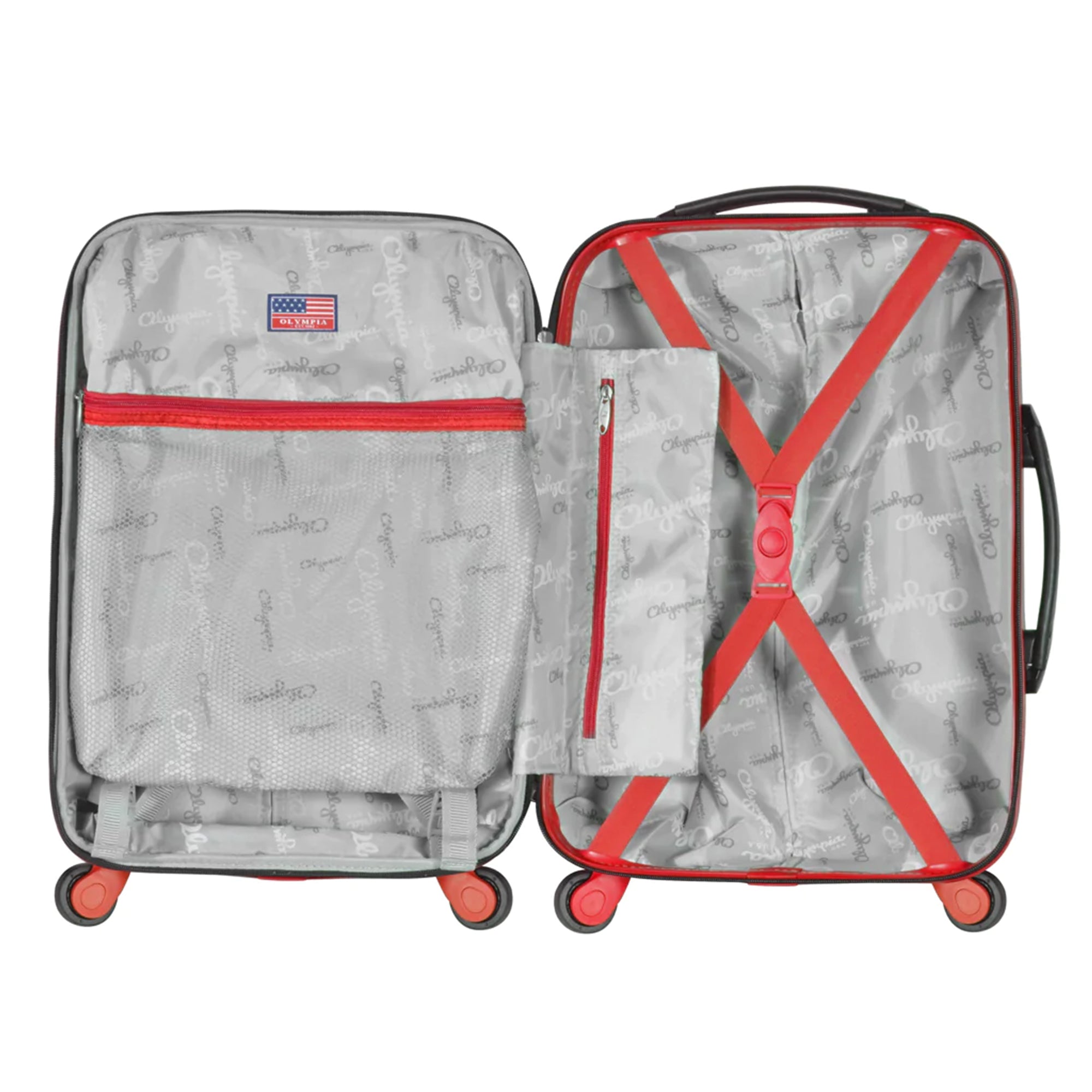 Olympia Apache II Hardcase 4 Wheel Spinner Suitcase 3 Piece Luggage Set, Red - Smart-nests