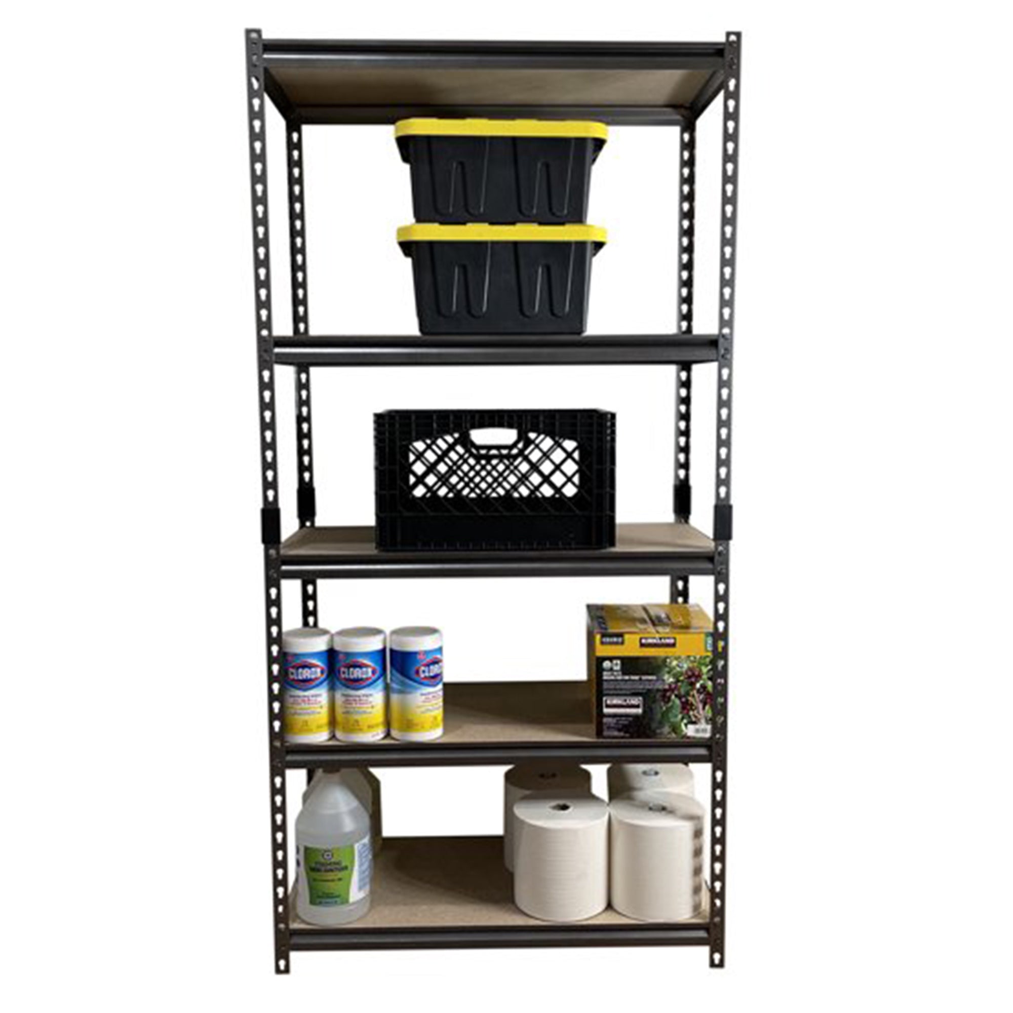 Juggernaut Storage 36" x 72" 5 Shelf Steel Utility Shelving Storage Unit, Black - Smart-nests