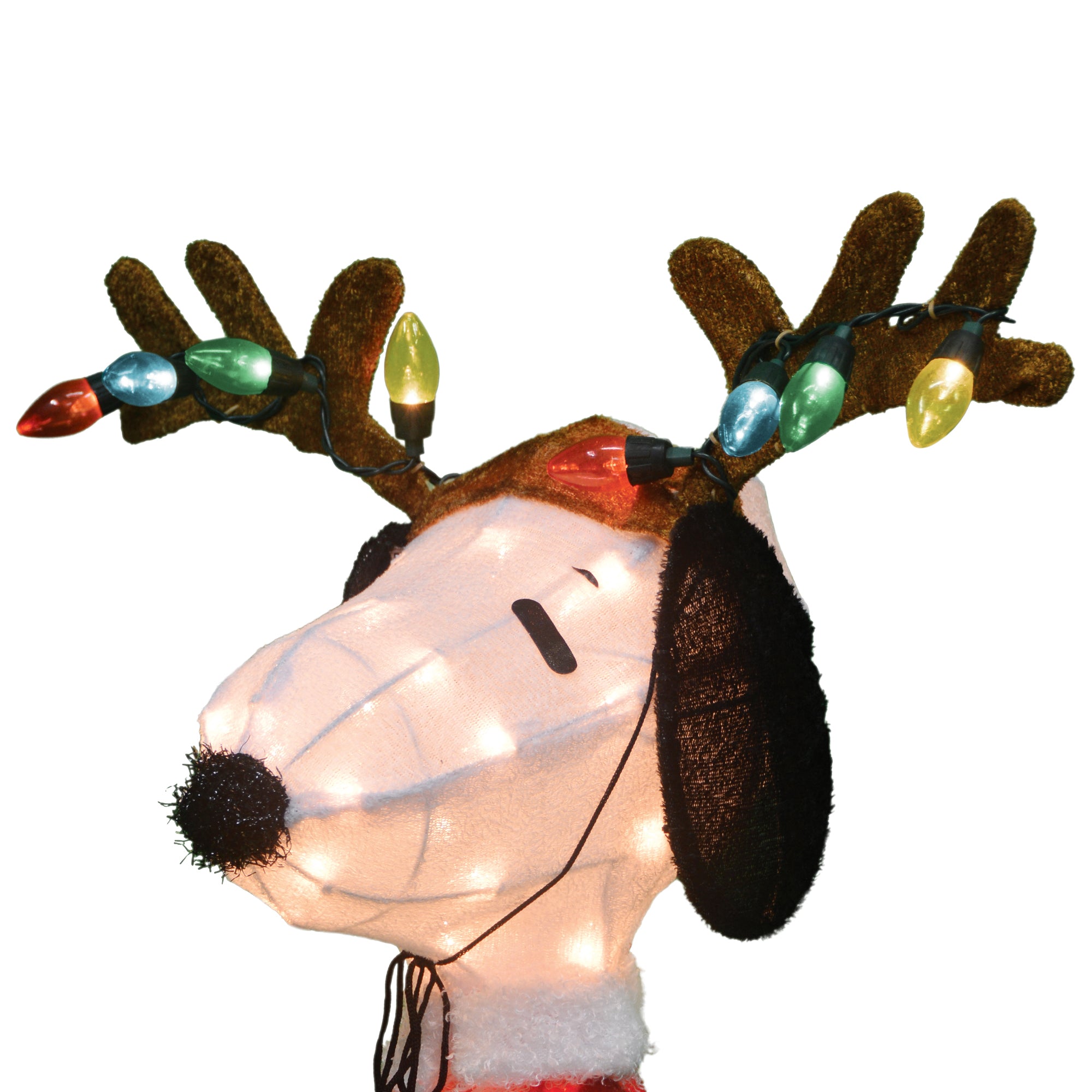 ProductWorks Peanuts 26" Snoopy Santa Coat & Antlers Prelit Christmas Yard Decor - Smart-nests