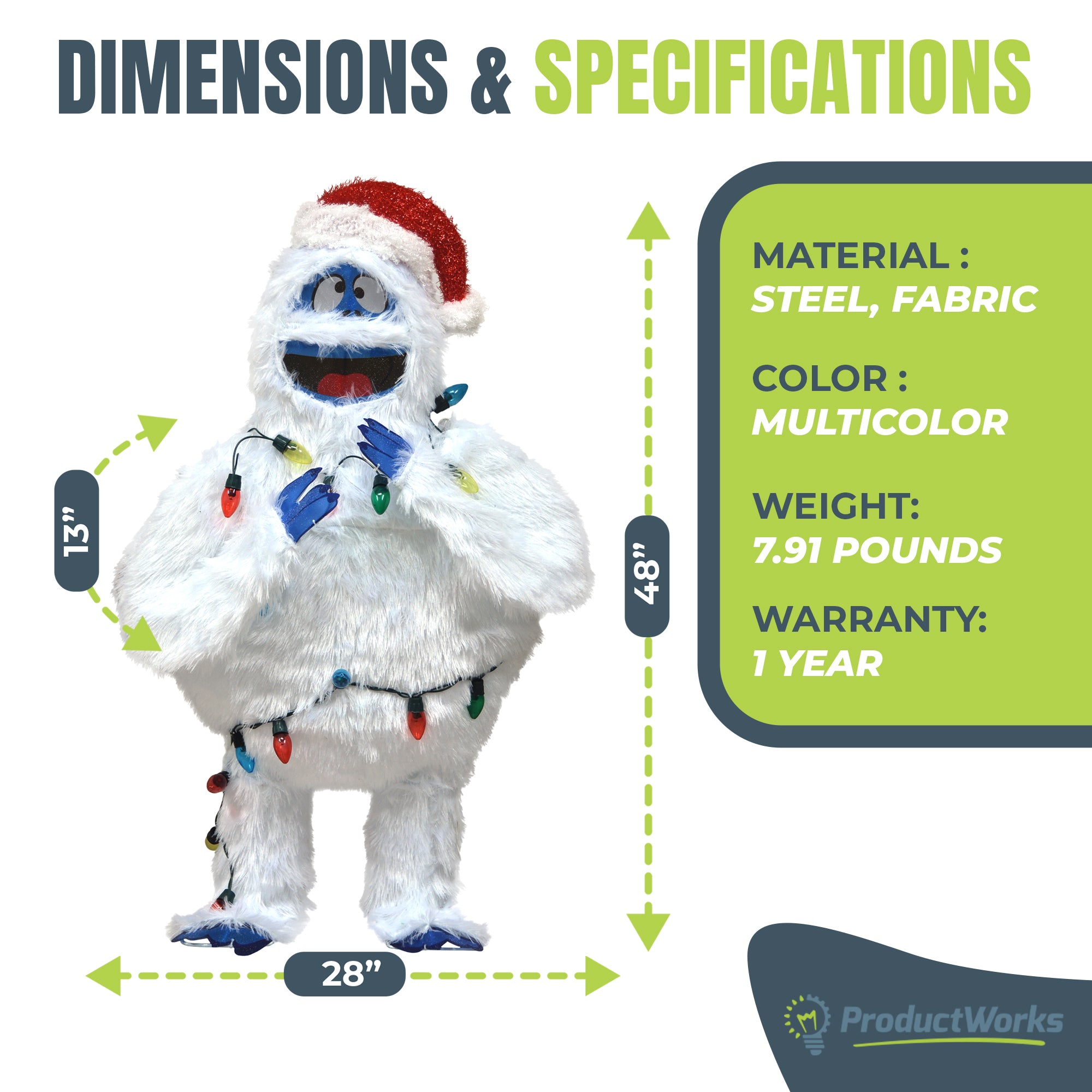 ProductWorks 48 Inch Bumble Pre-Lit Christmas Yard Ornament Holiday Decoration - Smart-nests