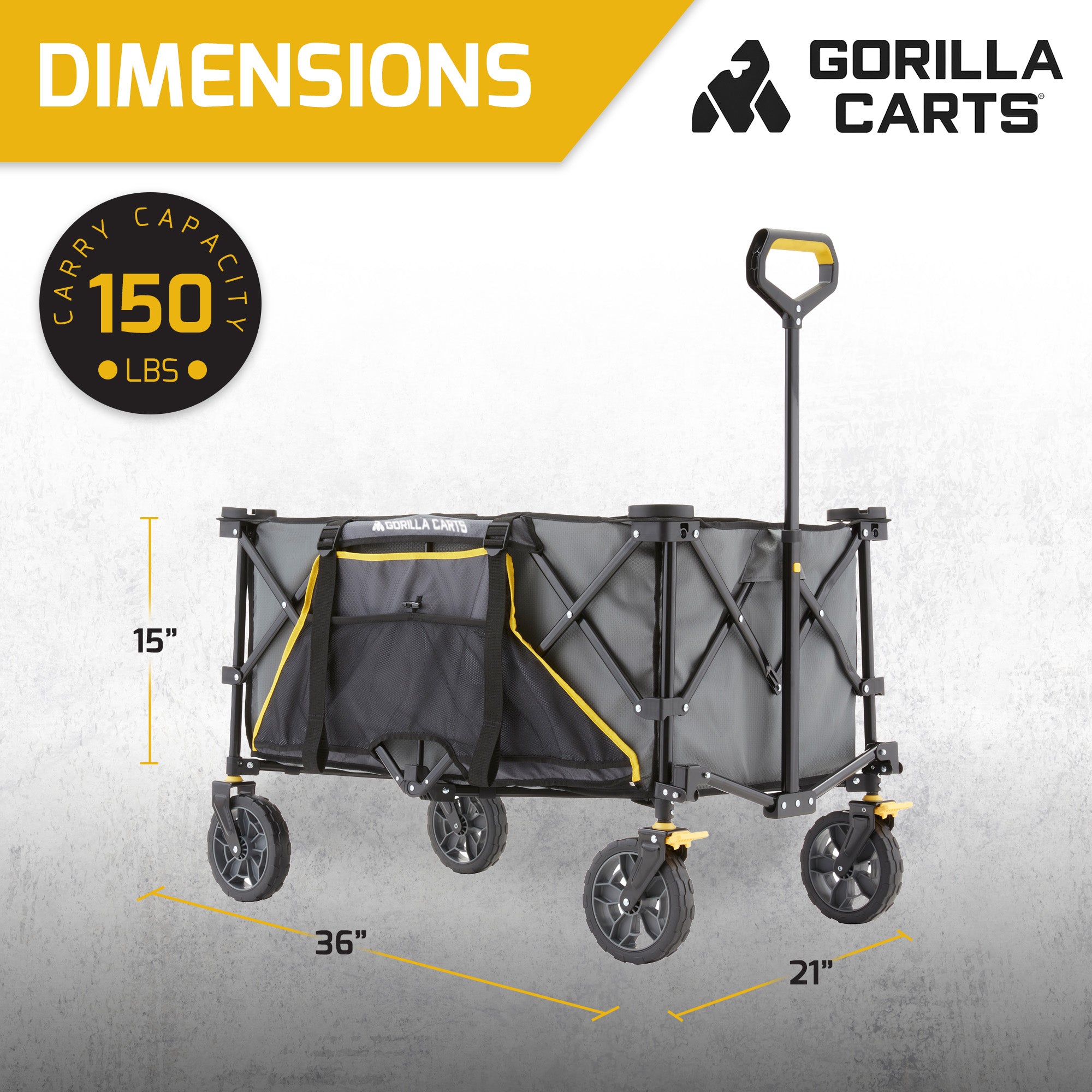 Gorilla Carts 7 Cubic Feet Foldable Utility Beach Wagon with Oversized Bed, Gray - Smart-nests