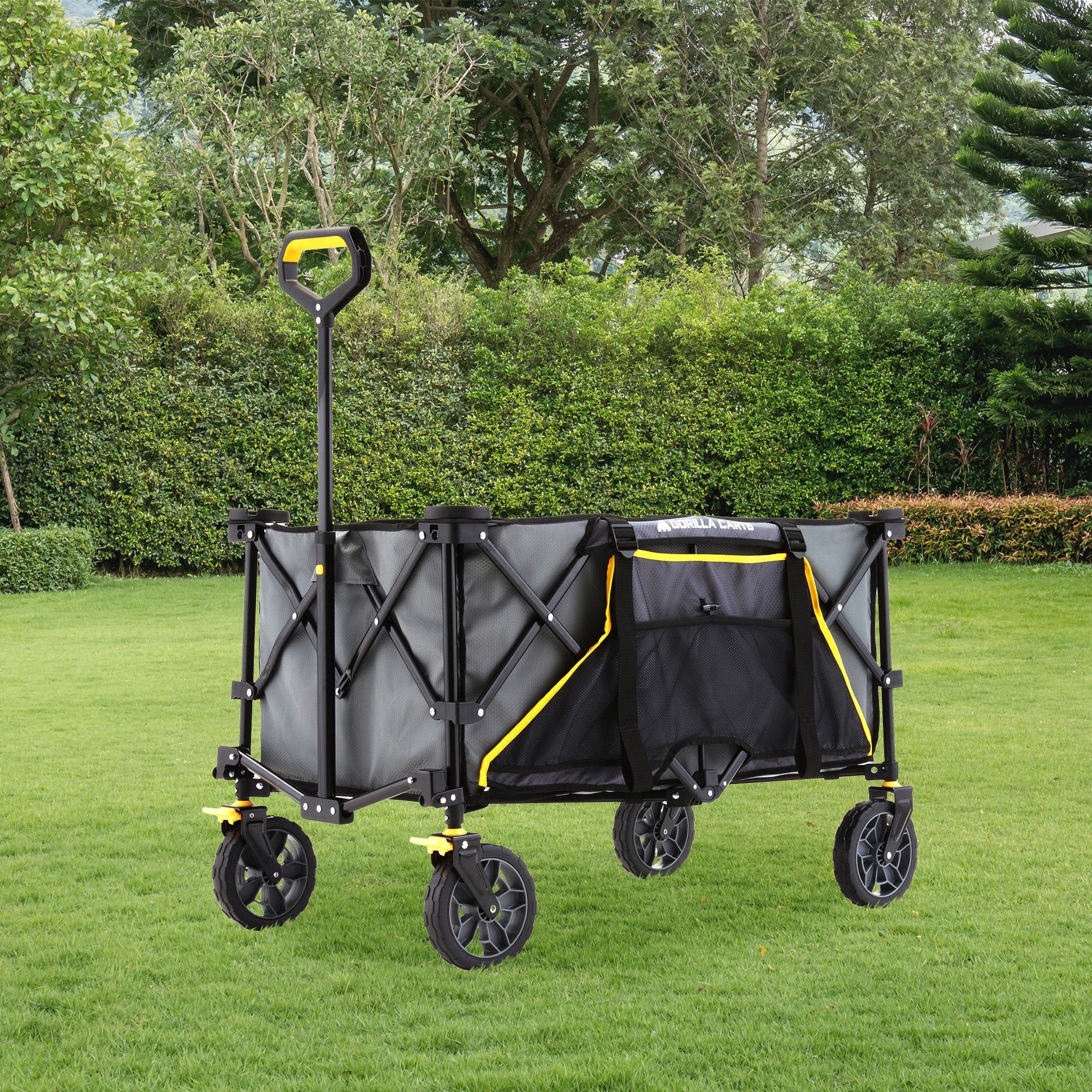 Gorilla Carts 7 Cubic Feet Foldable Utility Beach Wagon with Oversized Bed, Gray - Smart-nests