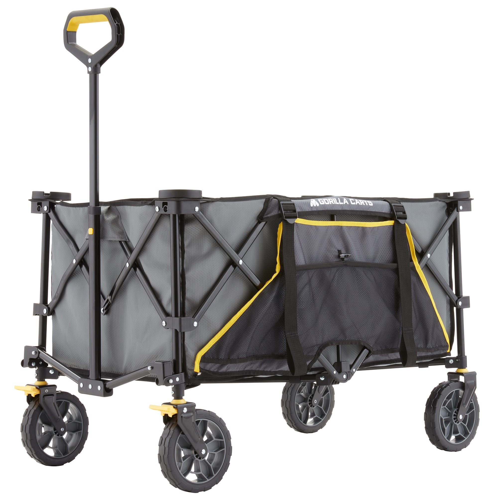 Gorilla Carts 7 Cubic Feet Foldable Utility Beach Wagon with Oversized Bed, Gray - Smart-nests
